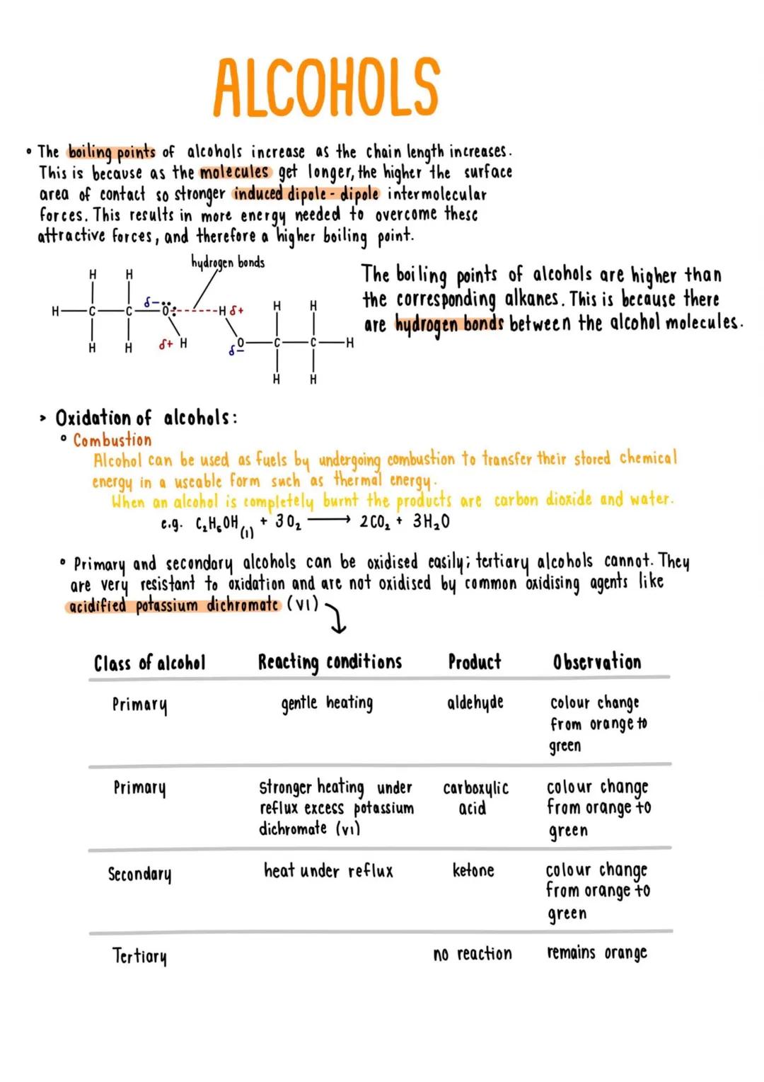 # ALCOHOLS

Primary Tertiary

> PREVIOUS KNOWLEDGE:

Secondary

• Alcohols form a homolous series that

OH OH
are saturated, containing only