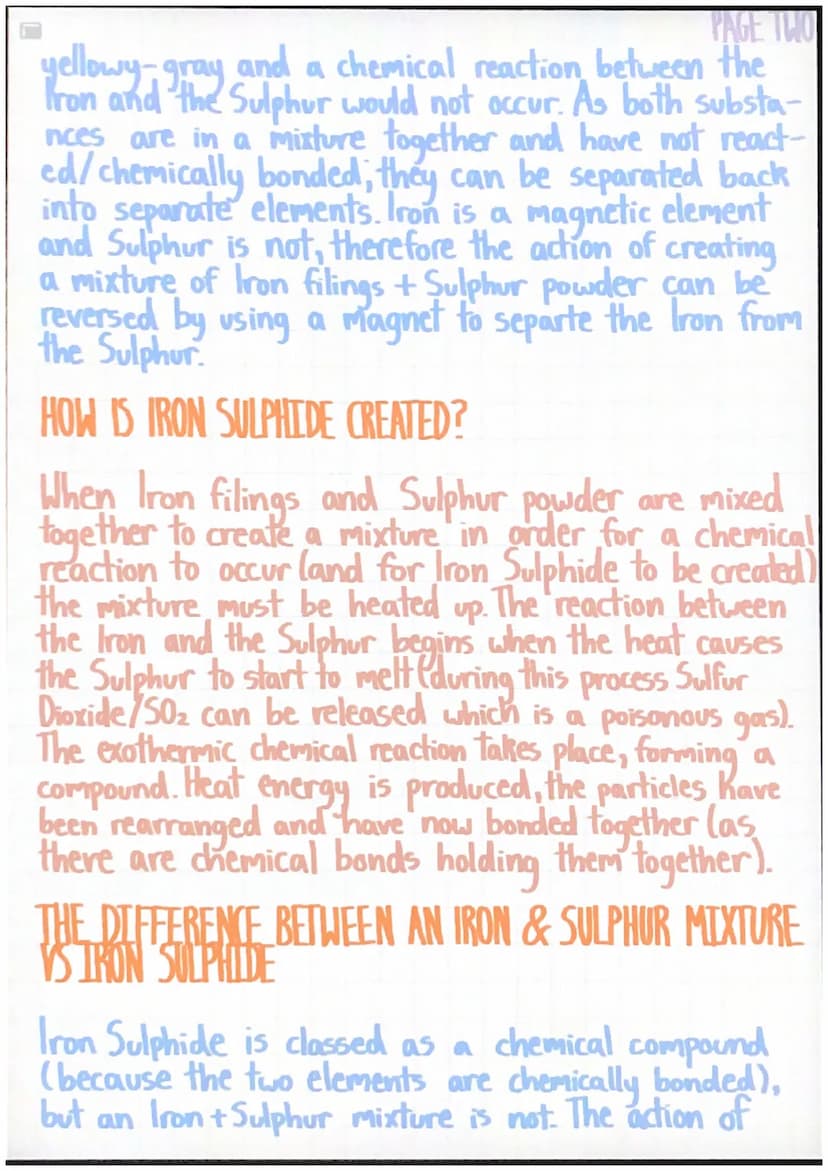 THE REACTION BETWEEN...
IRON AND SULPHUR
PAGE ONE
WHAT IS IRON AND SULPHUR?
Both Iron (Fe) and Sulphur (S) are elements which
can be found o