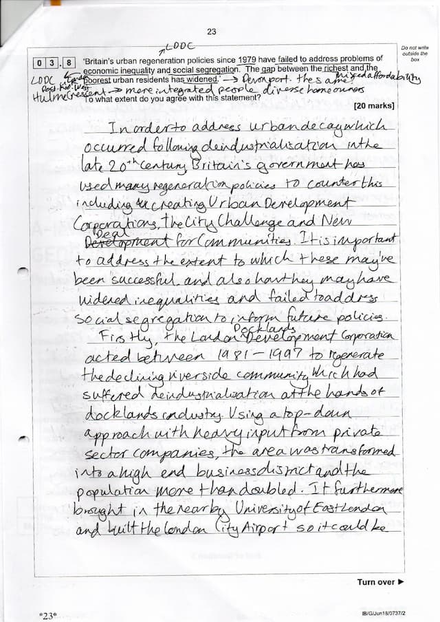 Know Geography CUE 20 Mark A* Answer thumbnail