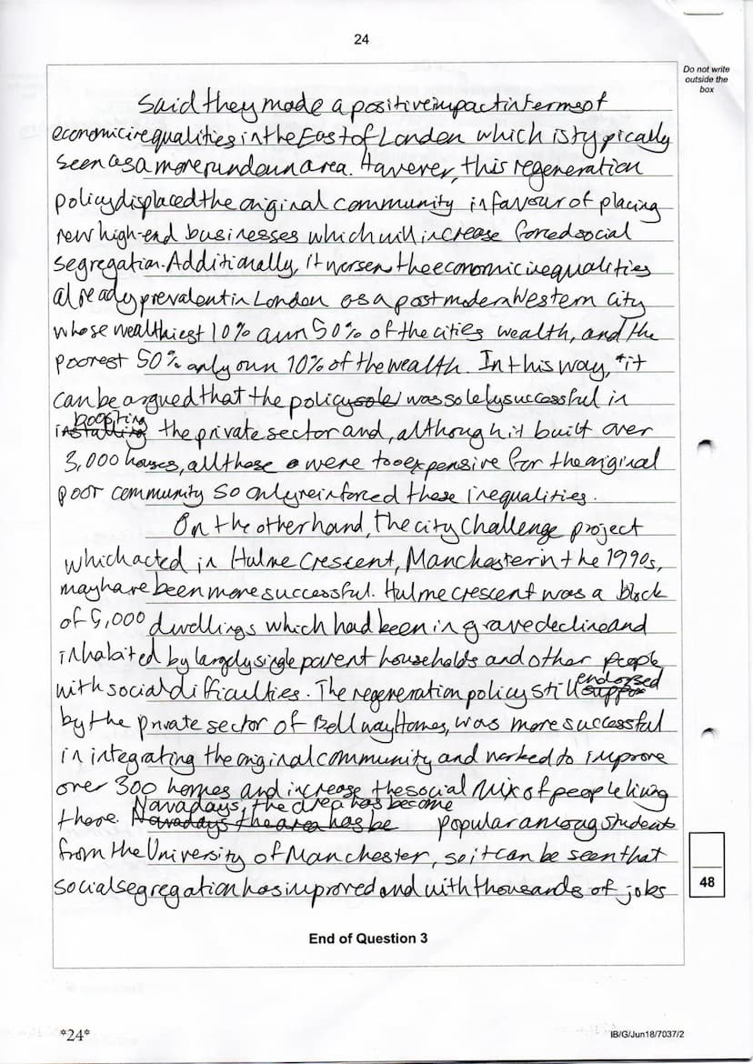 23
ALOOC
03 8 'Britain's urban regeneration policies since 1979 have failed to address problems of
economic inequality and social segregatio