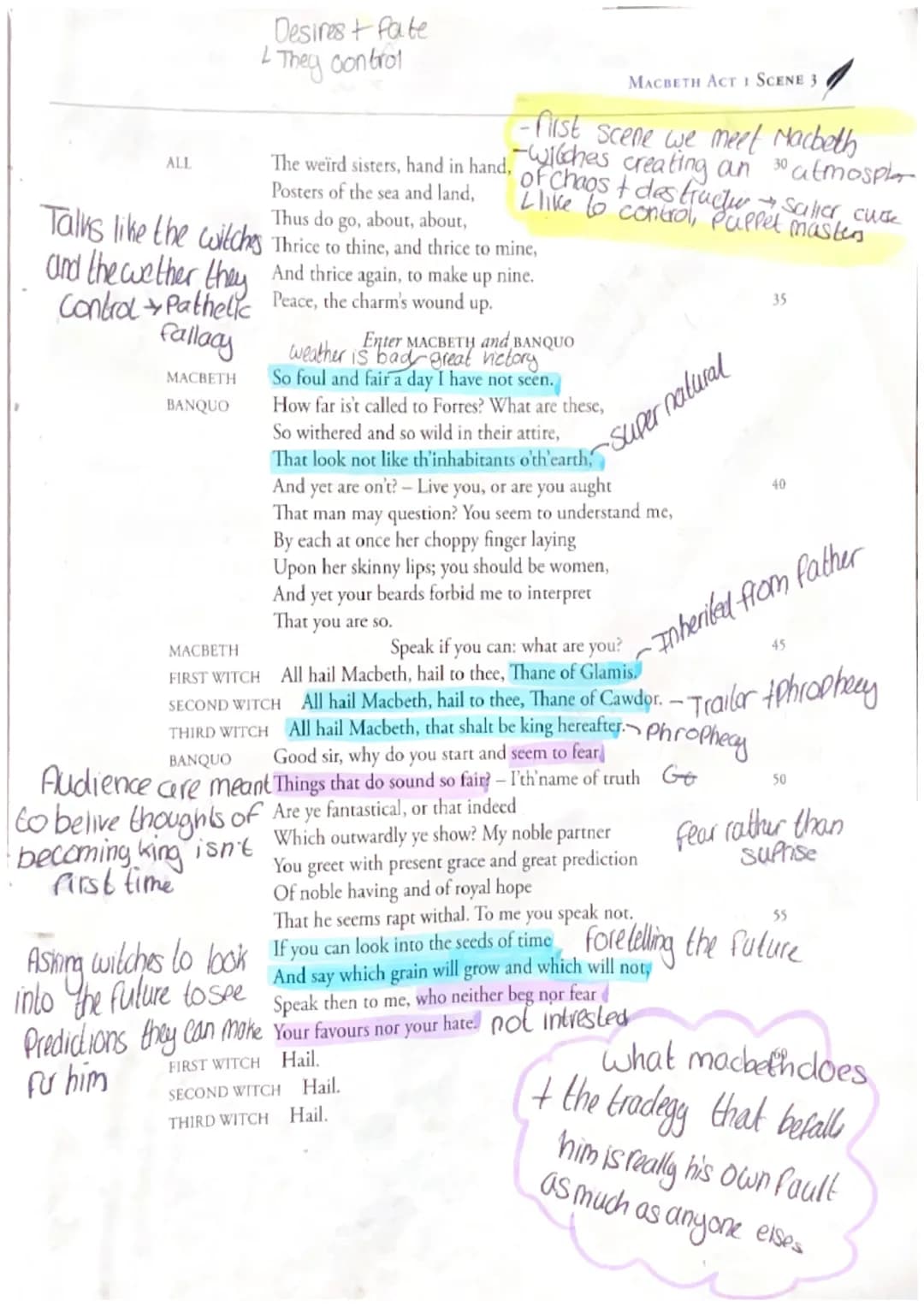 fashes, distortion
Showing storm refieds
things being obsecurel
hiding reality-choos
-chant-like effect
Connection
with witches!
Macbeth
Act