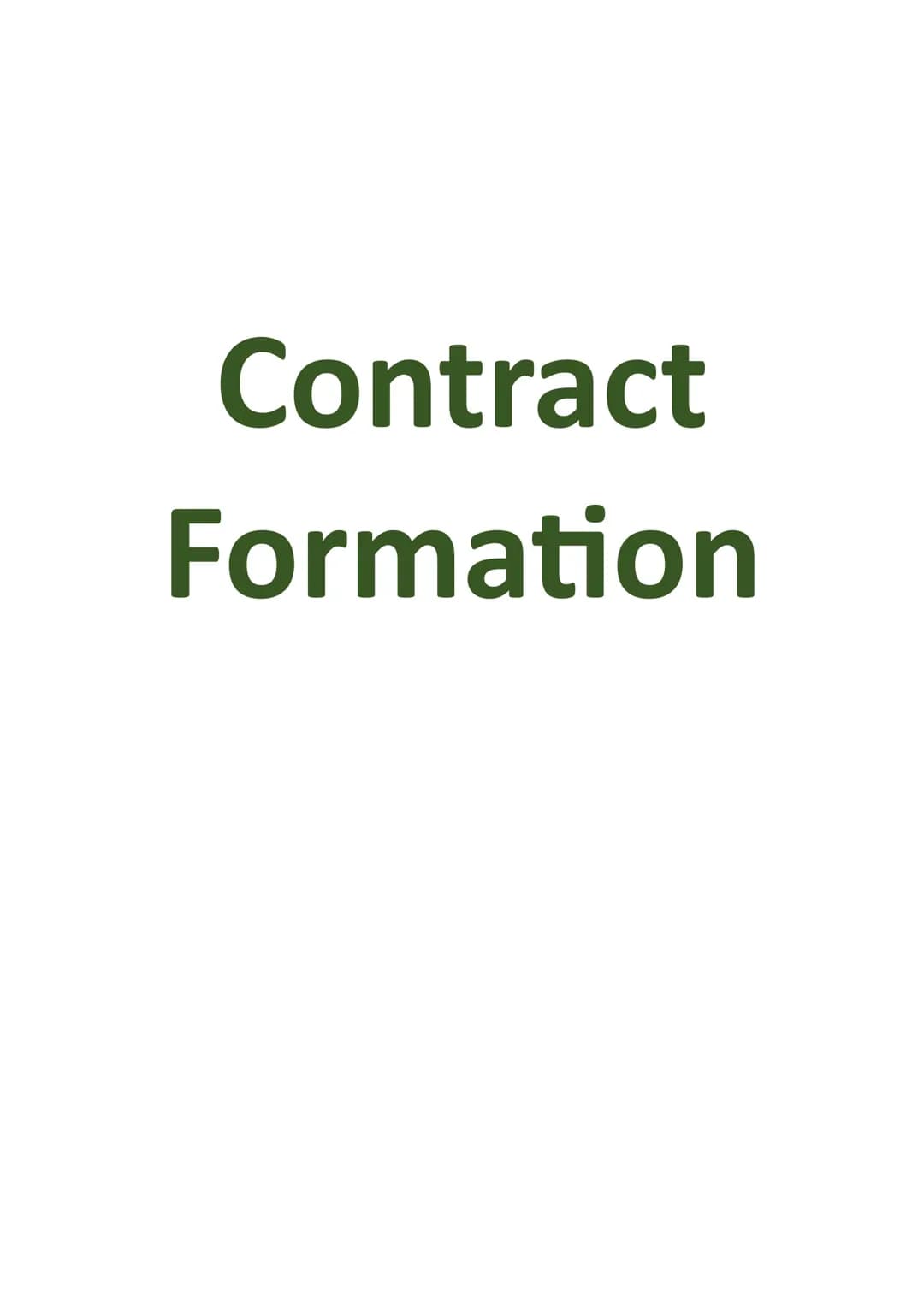 Contract Formation 