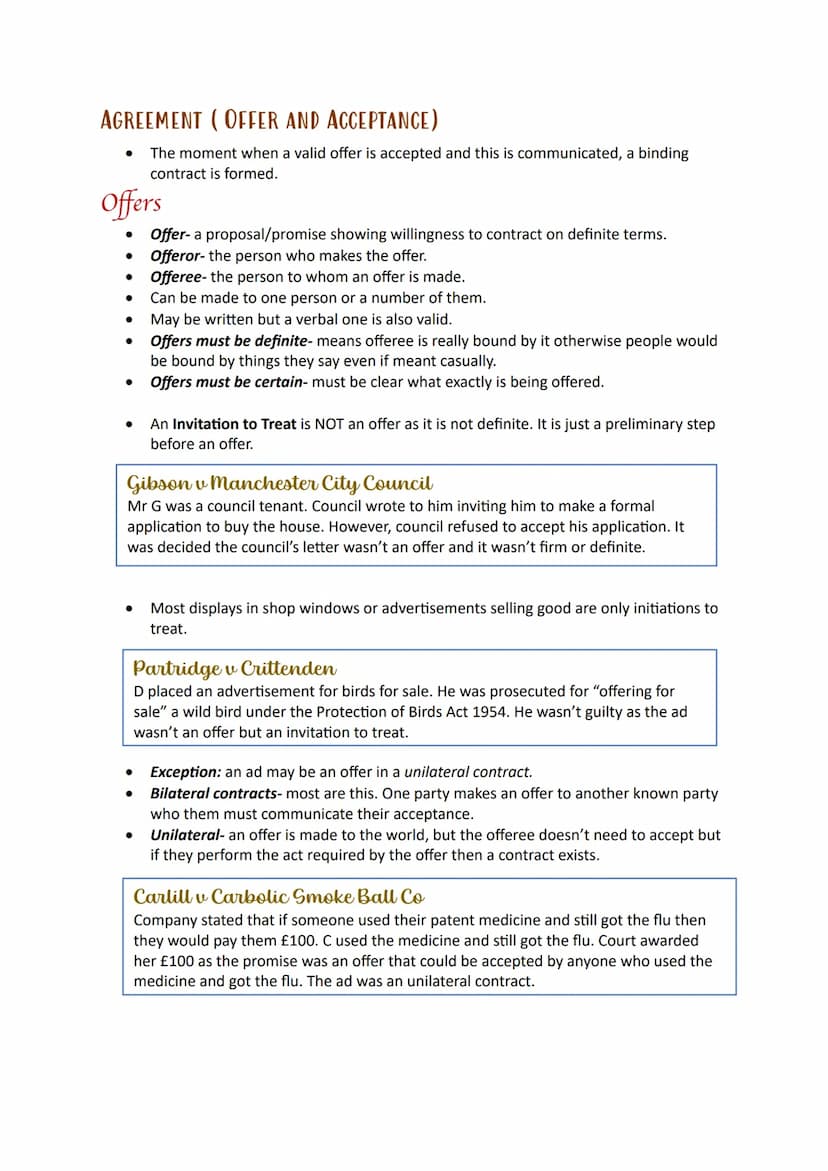Contract
Formation INTRODUCTION
•
Definition of a Contract- an agreement which is binding in law/ one that the court
will enforce.
INTENTION