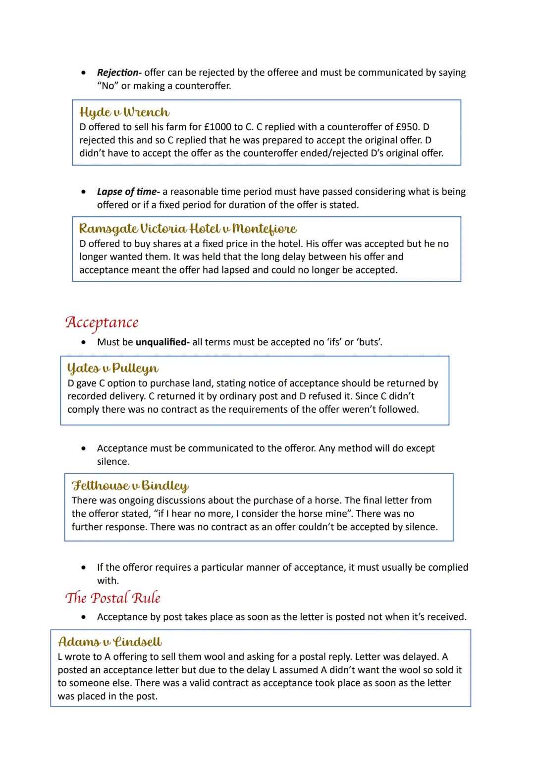 Contract
Formation INTRODUCTION
•
Definition of a Contract- an agreement which is binding in law/ one that the court
will enforce.
INTENTION