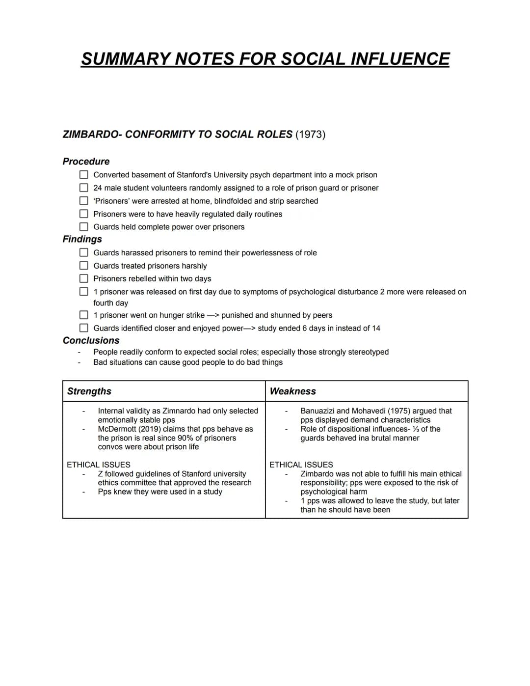 SUMMARY NOTES FOR SOCIAL INFLUENCE
Social influence is the scientific study of the ways in which people's thoughts, feelings and
behaviours 