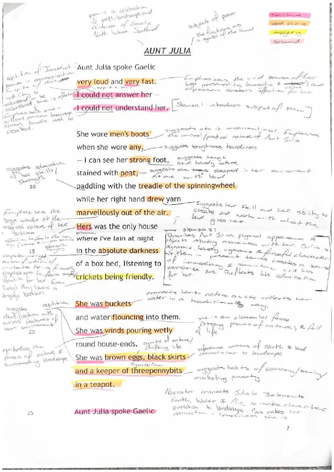 Aunt Julia by Norman MacCaig - Poem Analysis & Higher English Study Notes