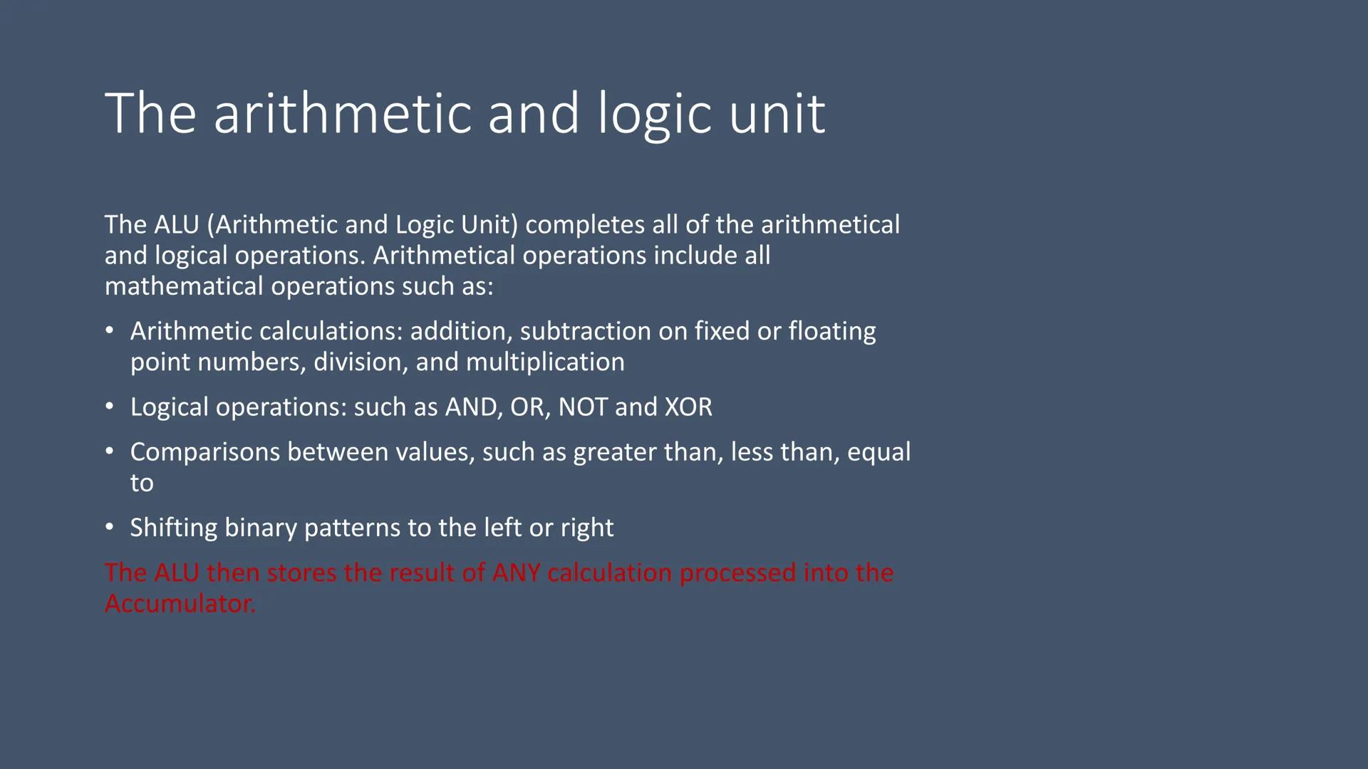 1.1.1 Characteristics of
Contemporary Processors Content
The arithmetic and logic unit
• The control unit
•
●
Registers:
• Accumulator
●
Pro