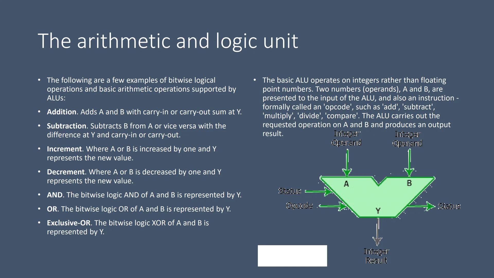 1.1.1 Characteristics of
Contemporary Processors Content
The arithmetic and logic unit
• The control unit
•
●
Registers:
• Accumulator
●
Pro