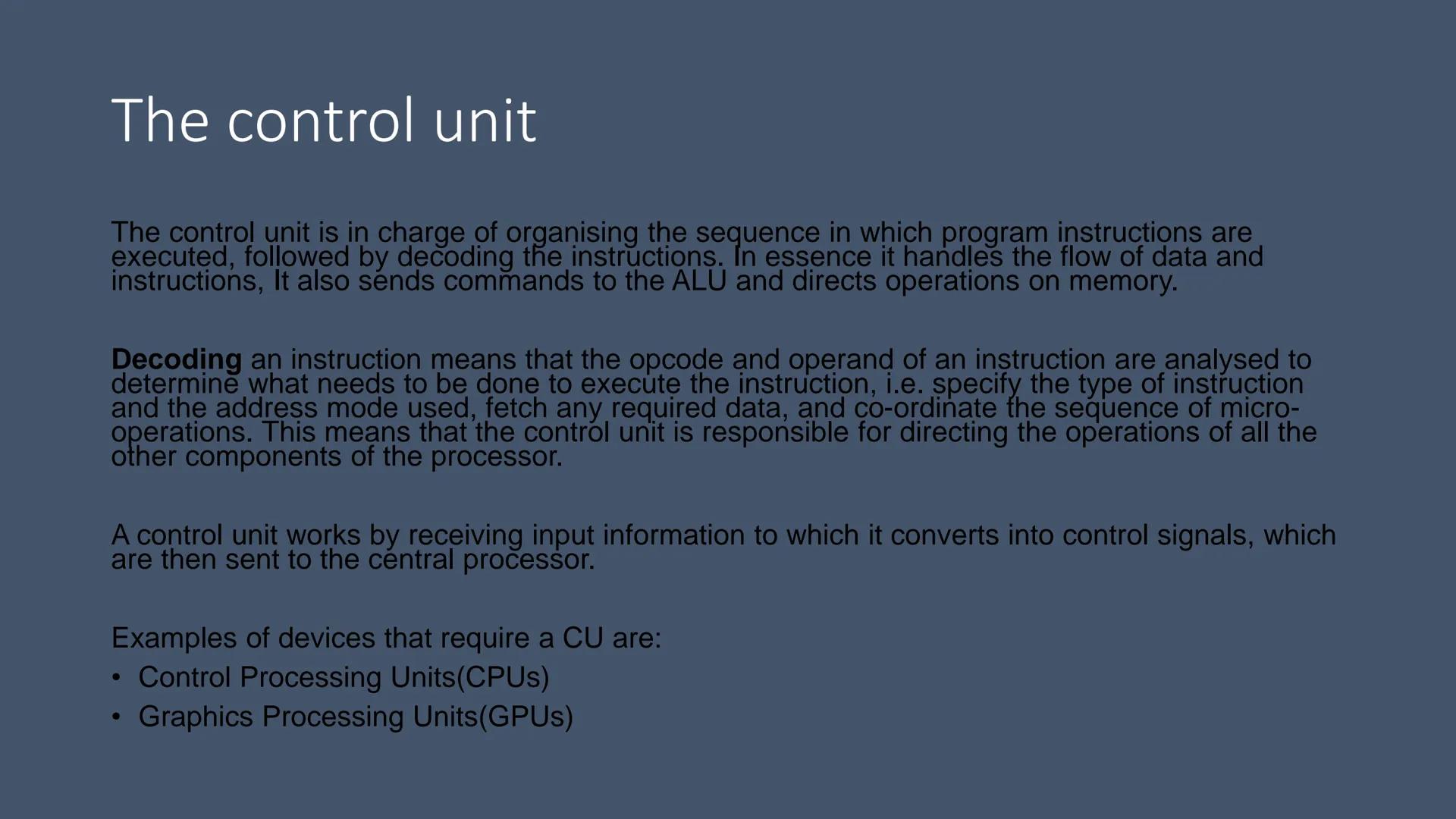 1.1.1 Characteristics of
Contemporary Processors Content
The arithmetic and logic unit
• The control unit
•
●
Registers:
• Accumulator
●
Pro
