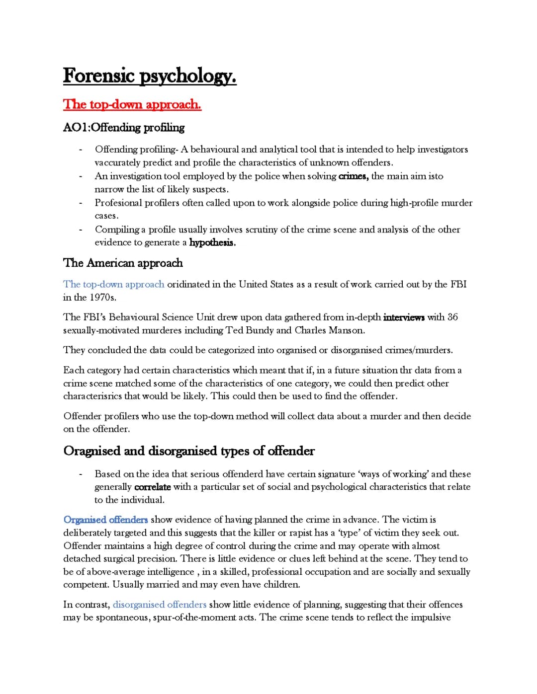 Forensic Psychology: Easy Top-Down and Bottom-Up Approaches
