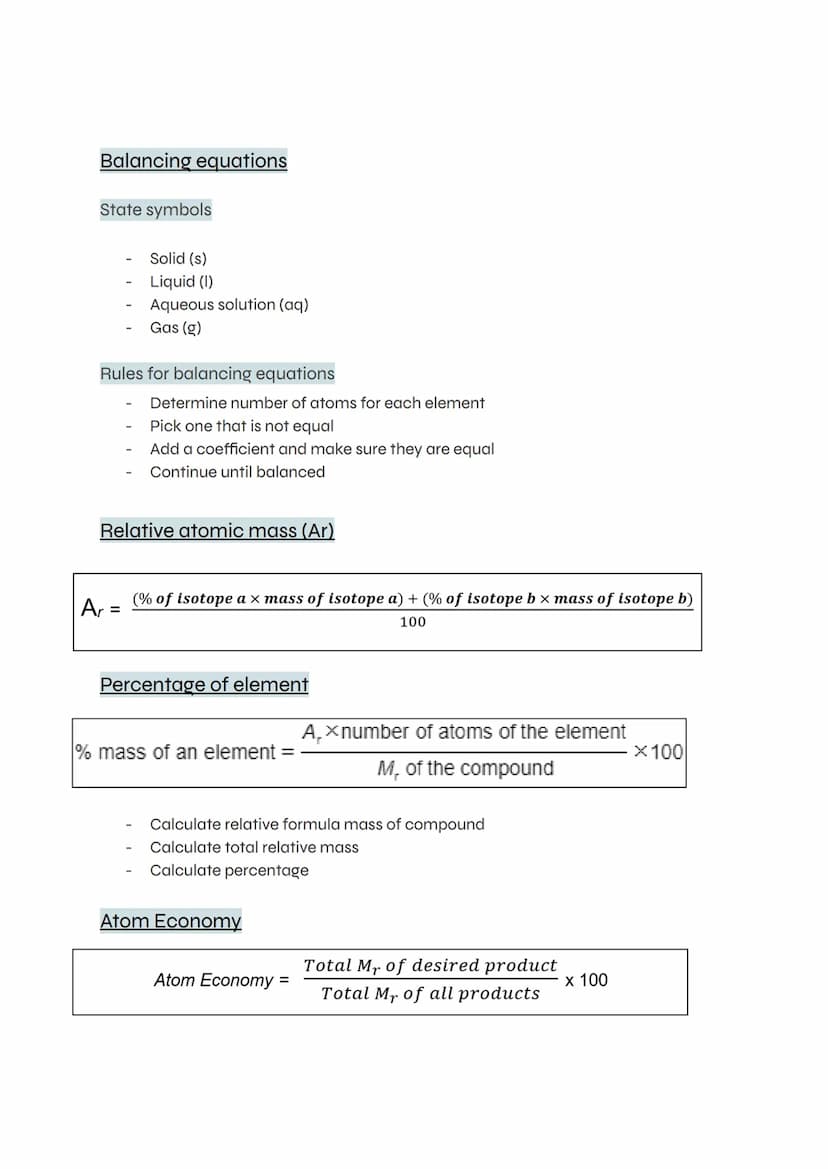 Topic 3: Quantitative Chemistry
Conservation of mass
Law of conservation of mass
No atoms are lost or made during chemical reaction
Mass of 