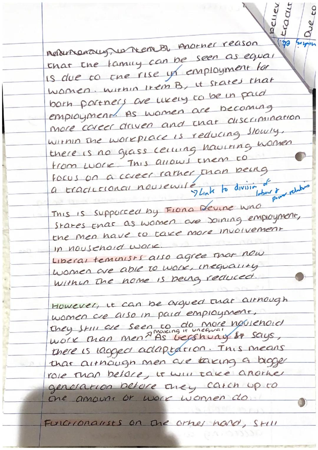 nerat
within the modern family, the division
of labour has become more equal since
pre
industrial time but as or
of
today are still not full