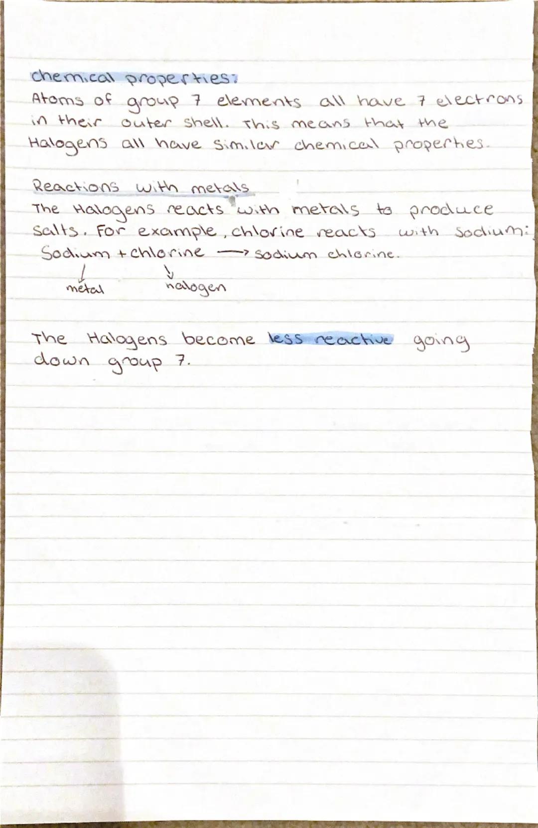 The periodic table of elements
Group 7 Halogens
The halogens show trends in their physical
and chemical properties.
A collection of two or m