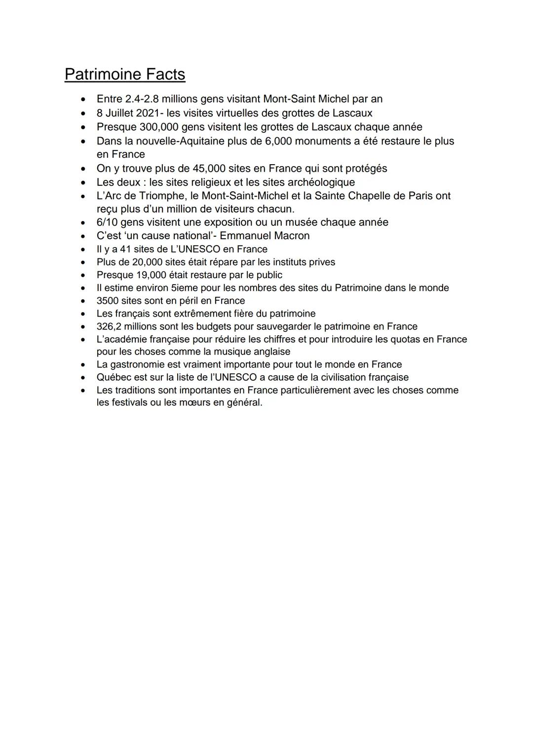 # Patrimoine Facts

- Entre 2.4-2.8 millions gens visitant Mont-Saint Michel par an
- 8 Juillet 2021- les visites virtuelles des grottes de 