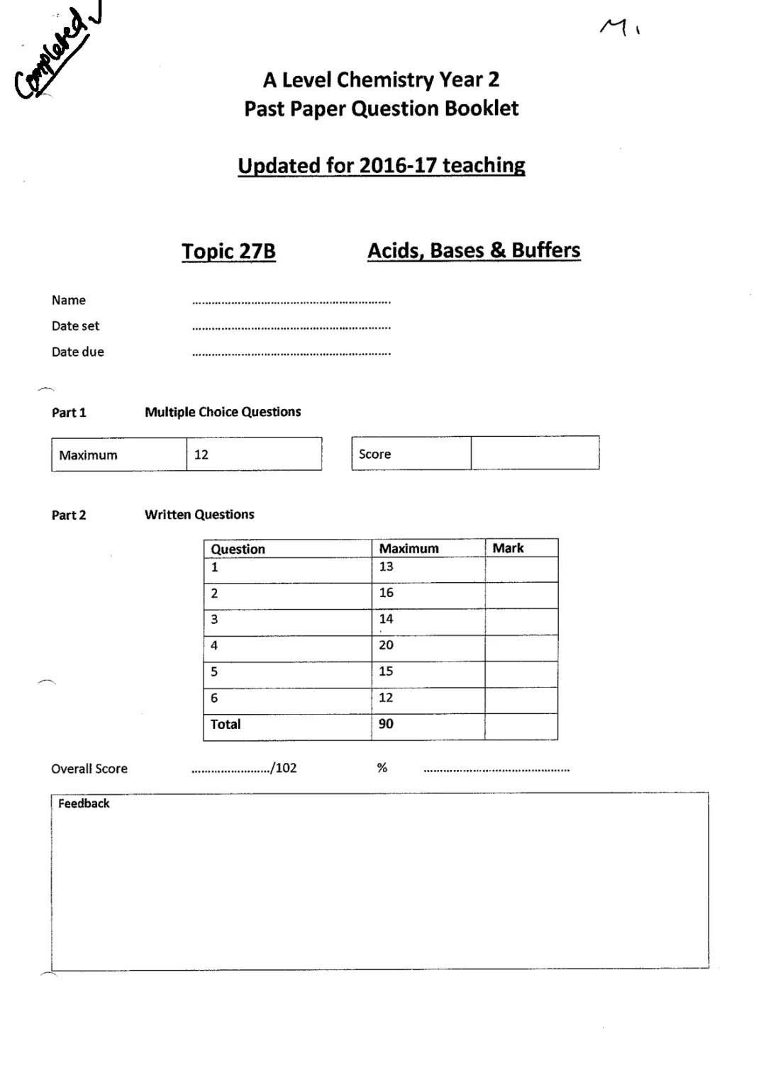 A Level Chemistry: Buffers, Acids, and Bases Questions Explained