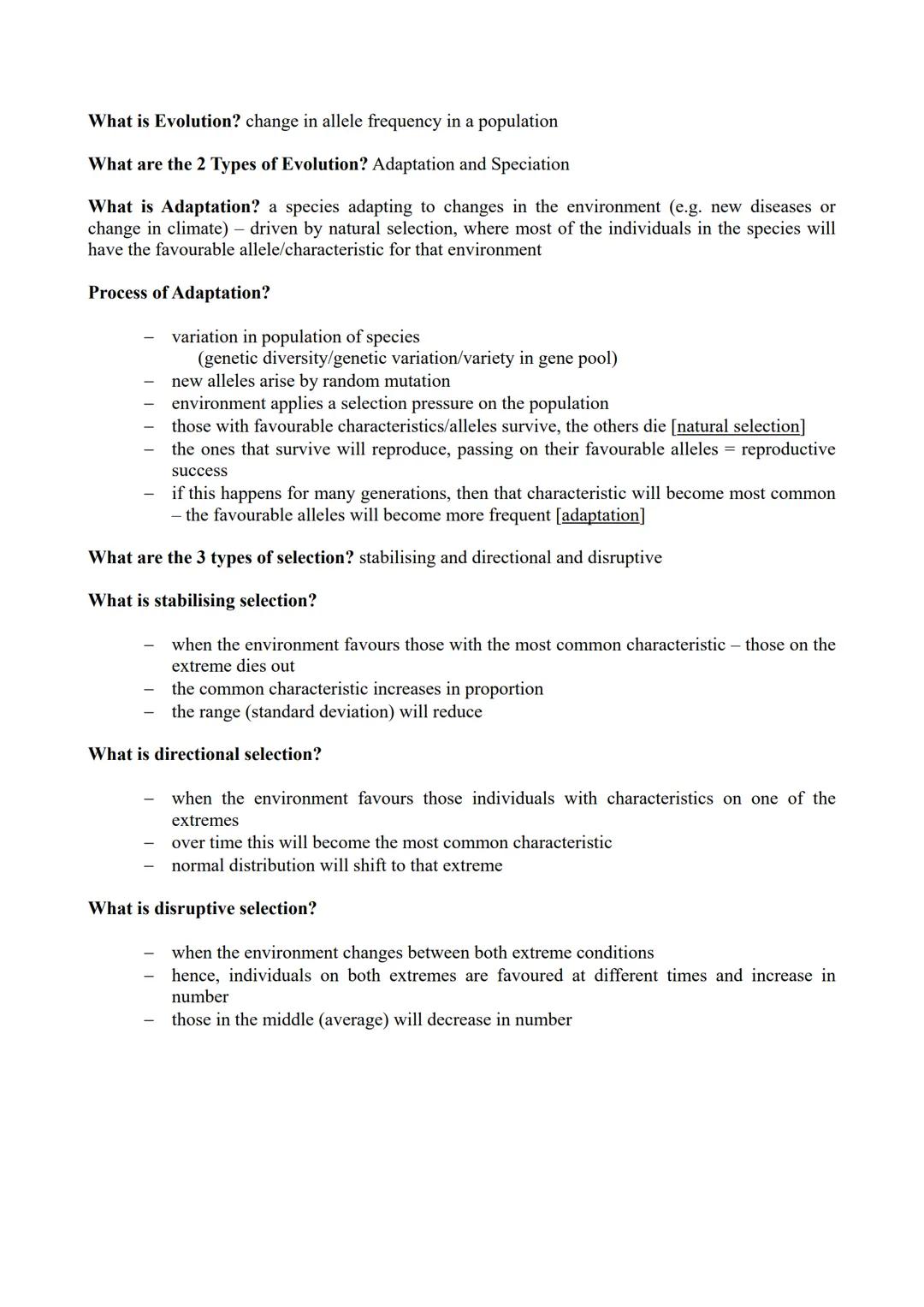 # Module 7 (Population, Evolution, Inheritance) Revision Notes

What is a species? group of organisms with similar characteristics that can 