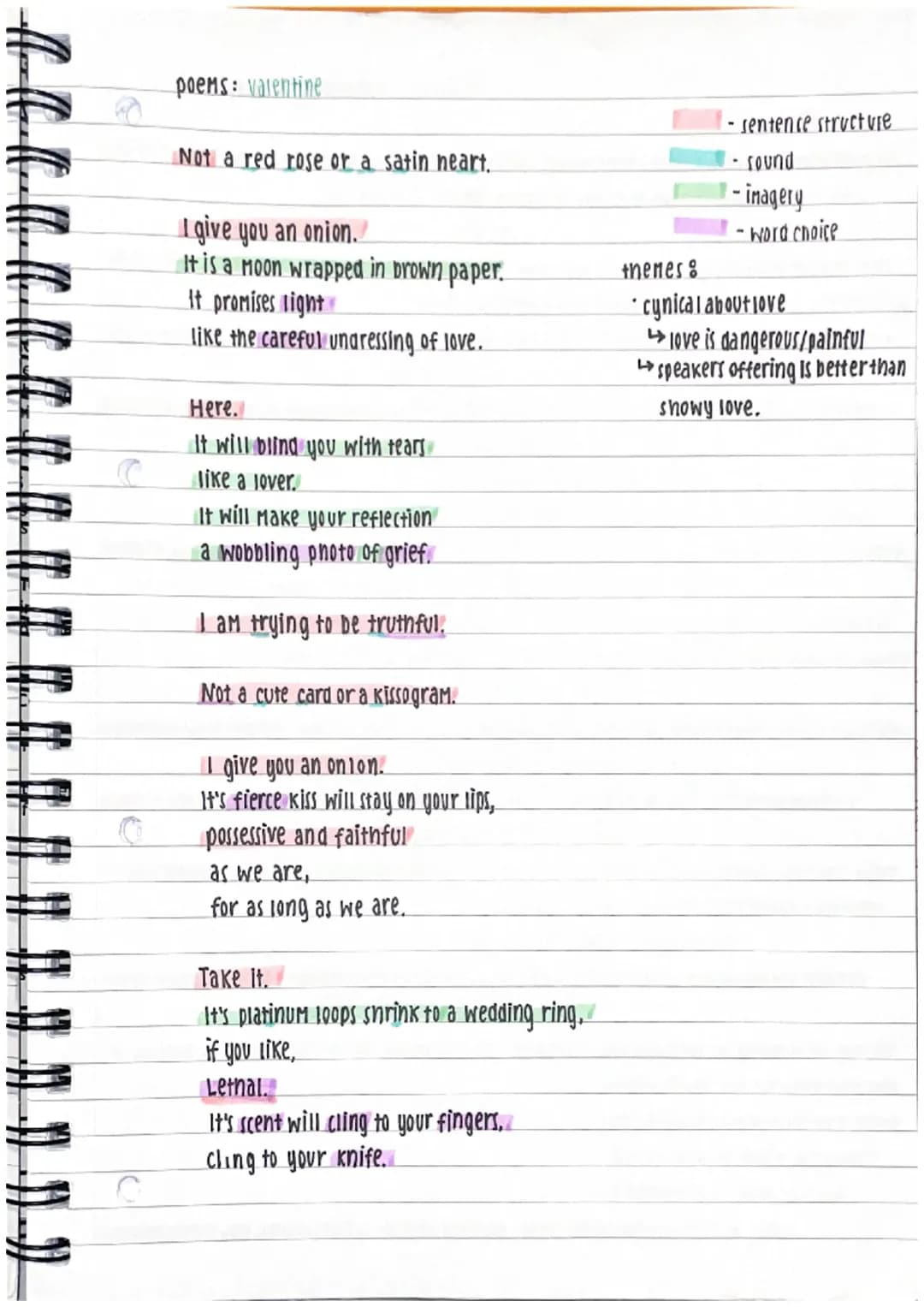 ‘Valentine’ By Carol Ann Duffy Poem fully Annotated