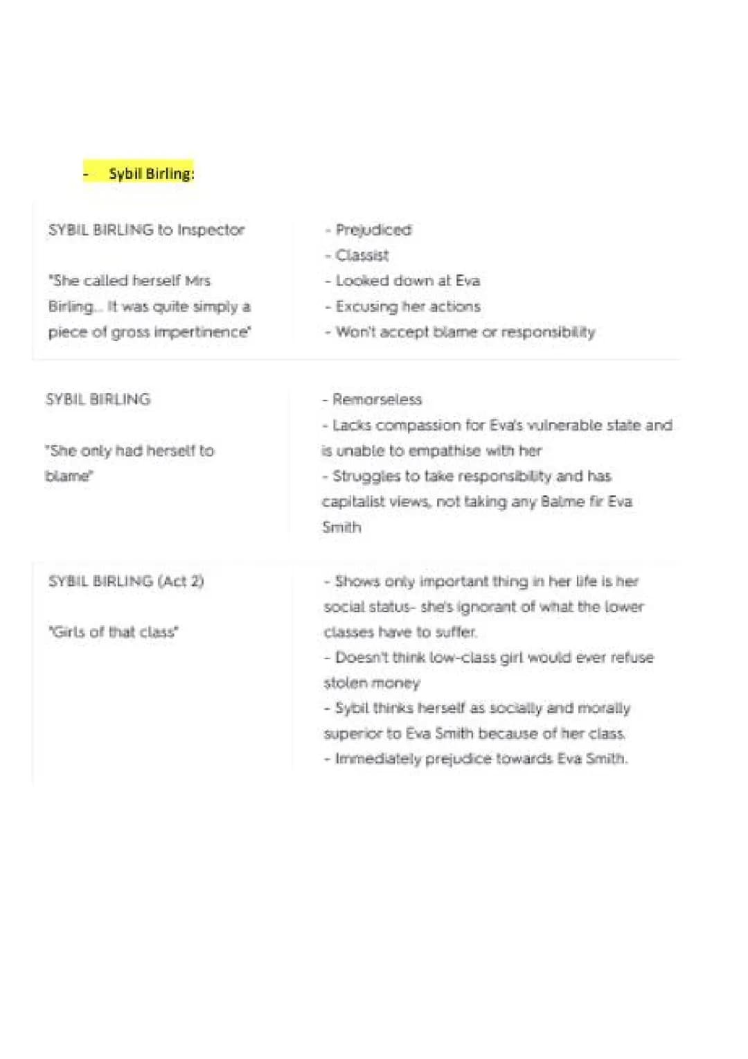 An Inspector Calls Notes
Sheila Birling - CHARACTER
Saturday, 12 February 2022 13:04
Essay Plans
Character Essay Plan - Sheila Birling
"Expl