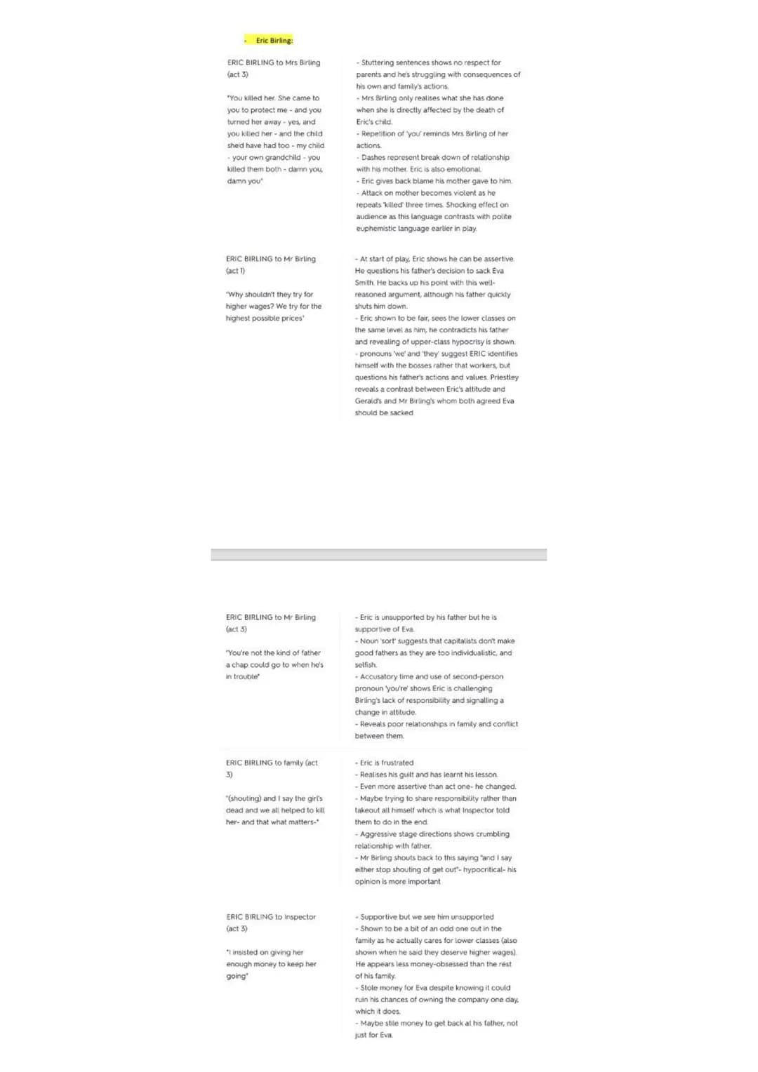 An Inspector Calls Notes
Sheila Birling - CHARACTER
Saturday, 12 February 2022 13:04
Essay Plans
Character Essay Plan - Sheila Birling
"Expl