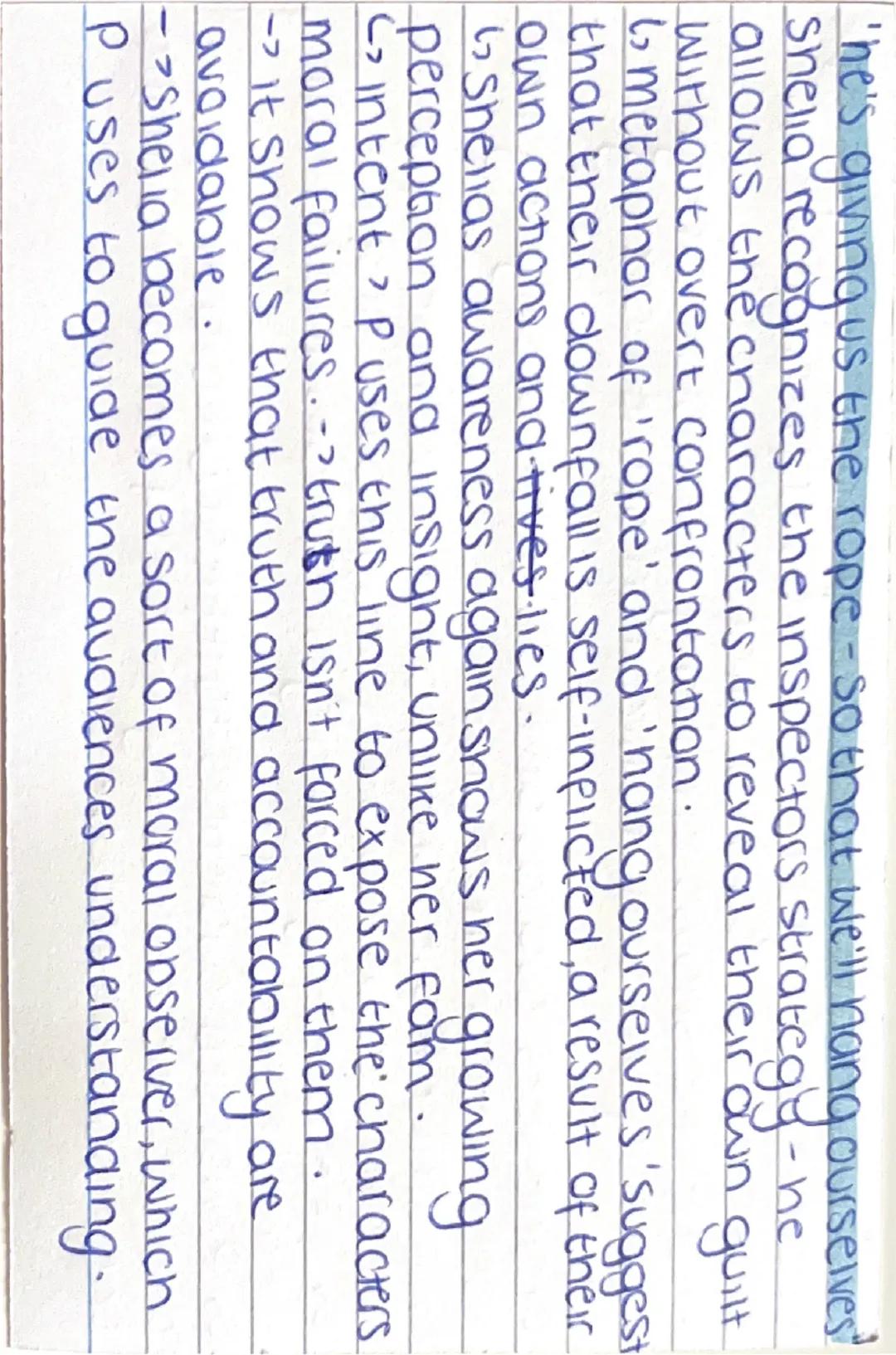# INSPECTOR CALLS

# SHEILA

Quotes
Analysis
Intense.

english paper 2 --- OCR Start ---
I started it'
personal pronoun, full responsibility