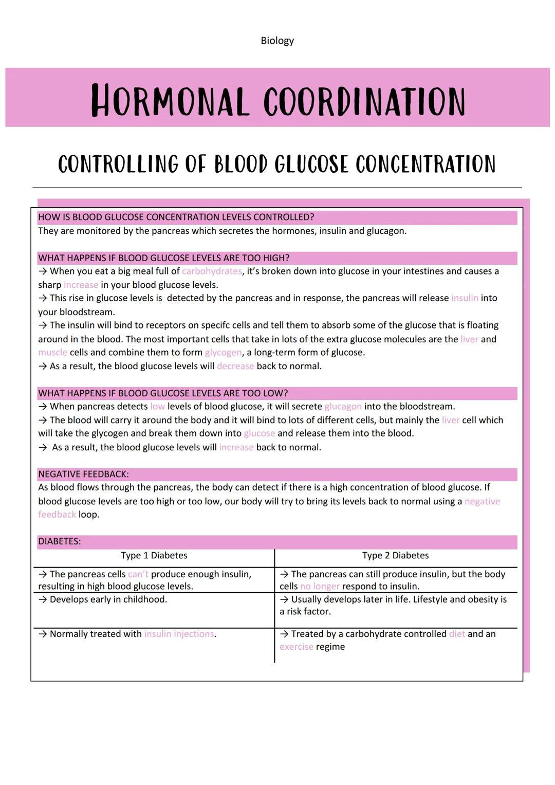HORMONAL COORDINATION
CONTROLLING OF BLOOD GLUCOSE CONCENTRATION
Biology
HOW IS BLOOD GLUCOSE CONCENTRATION LEVELS CONTROLLED?
They are moni