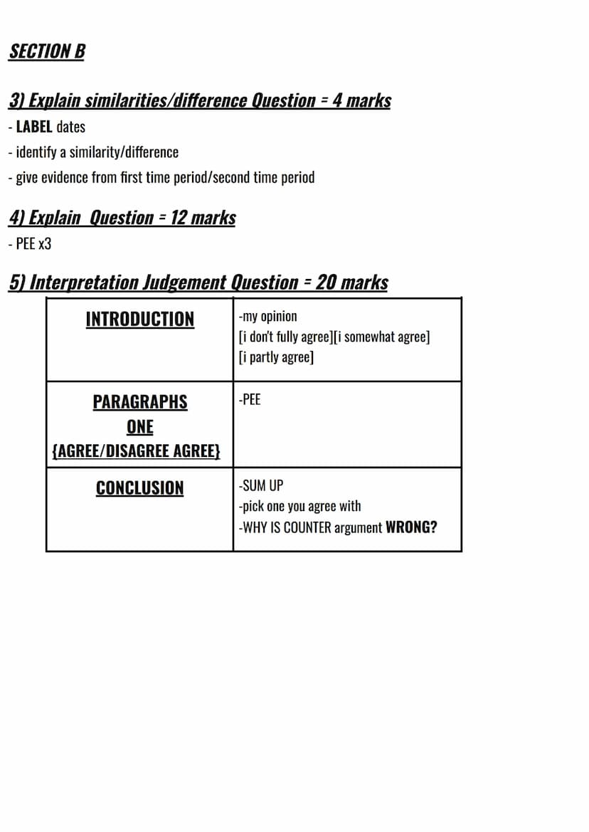 History: Medicine Through Time Questions
SECTION A
1) Describe 2 features Question = 4 marks
- identify 2 features and ADD detail
2a) How us