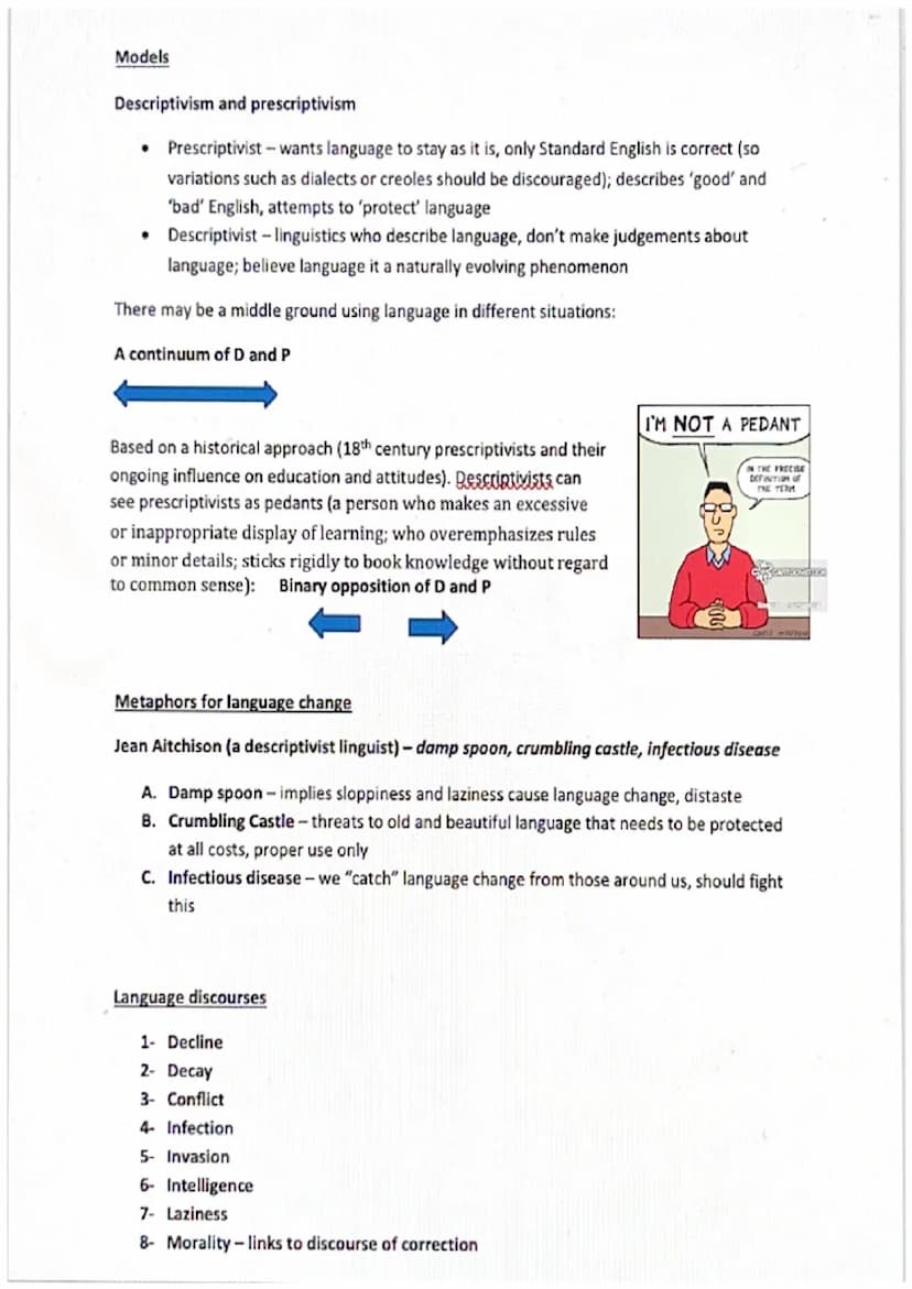 Language change and the history of English summary sheet
AOZ
Theories of language change
1. Functional theory
Language changes to meet needs