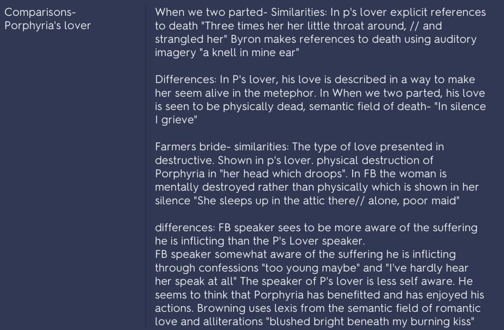 Porphyria's Lover -
Robert Browning
Porphyria's lover quotes
Dramatic monologue about a man who is unable to cope with
his emotions towards 