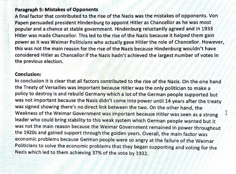 Rise of the Nazis Essay
Question: To what extent was the Treaty of Versailles the main reason for the rise of the
Nazis?
Introduction:
In 19
