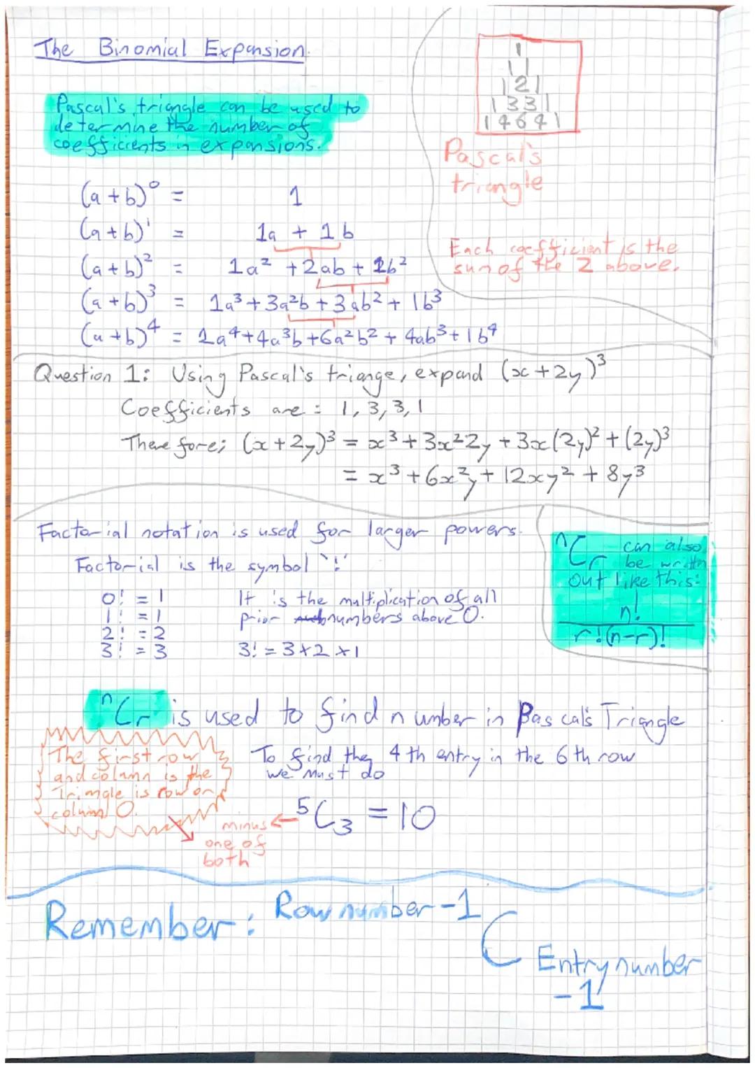 The Binomial Expansion.
Pascal's triangle can be used to
determine the number of
coefficients in
expansions.
(a+b)° =
11
(a+b)' =
19 +16
(a 