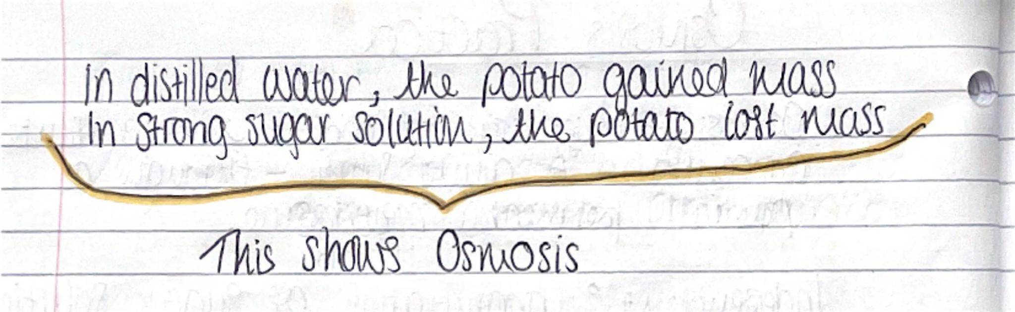 --- OCR Start ---
Comosis Practical
Osmosis - diffusion of water from a dilute
Concentrated is dilute solution through a
partially permeable