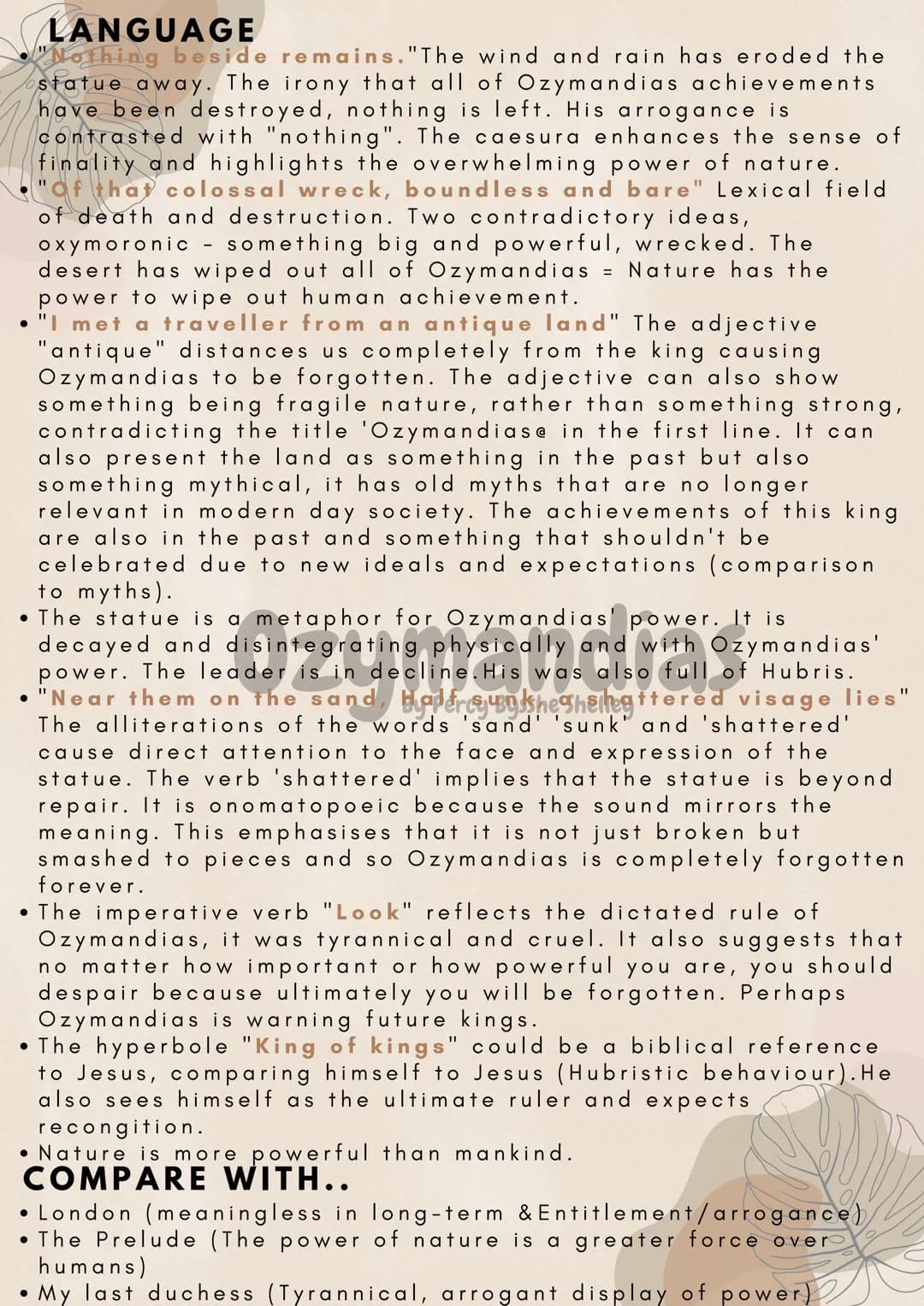 CONTEXT
●
• 'Ozymandias' is another name for an ancient Egyptian
named Rameses II. He was the king of Egypt in the 13th
century and was a su