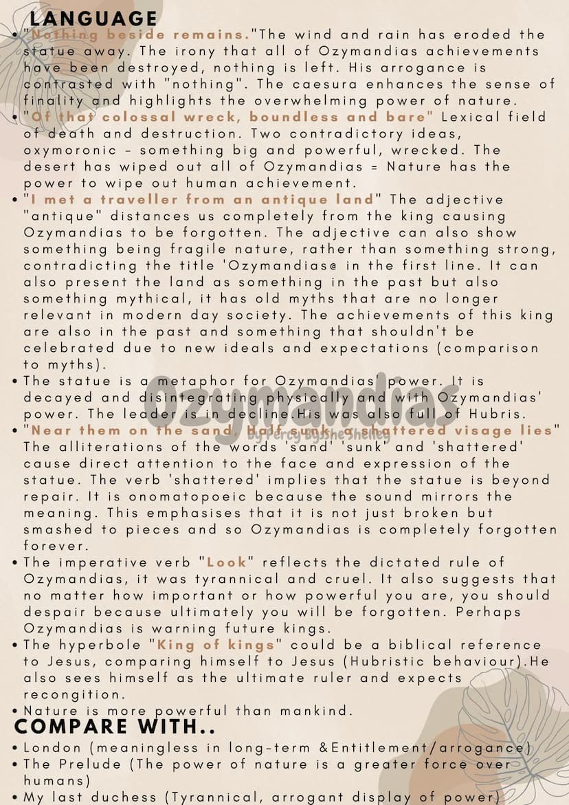 CONTEXT
●
• 'Ozymandias' is another name for an ancient Egyptian
named Rameses II. He was the king of Egypt in the 13th
century and was a su