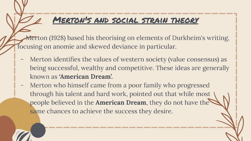 THE SOCIAL CONSTRUCT OF
CRIME + DEVIANCE Crime: Acts that break the law set out by the CJS
Deviance: Acts that go against social norms and v