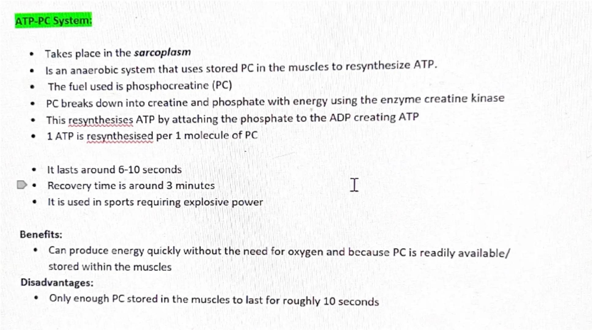 Energy Systems
Sunday, December 29, 2024 1:11 PM
The role of ATP in the body:
⚫ ATP is stored in muscles
⚫ It is the only chemical compound 