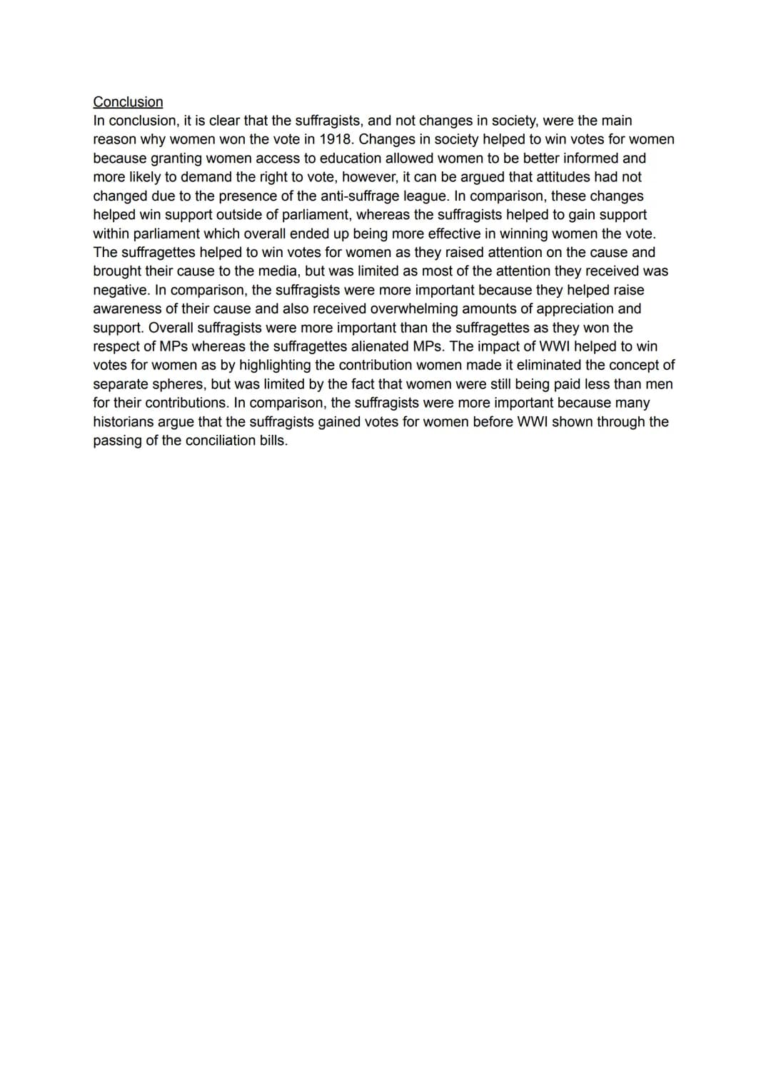 Higher History - Votes for Women
Introduction
Before 1914, a perception existed that men and women inhabited 'separate spheres'. The
consequ