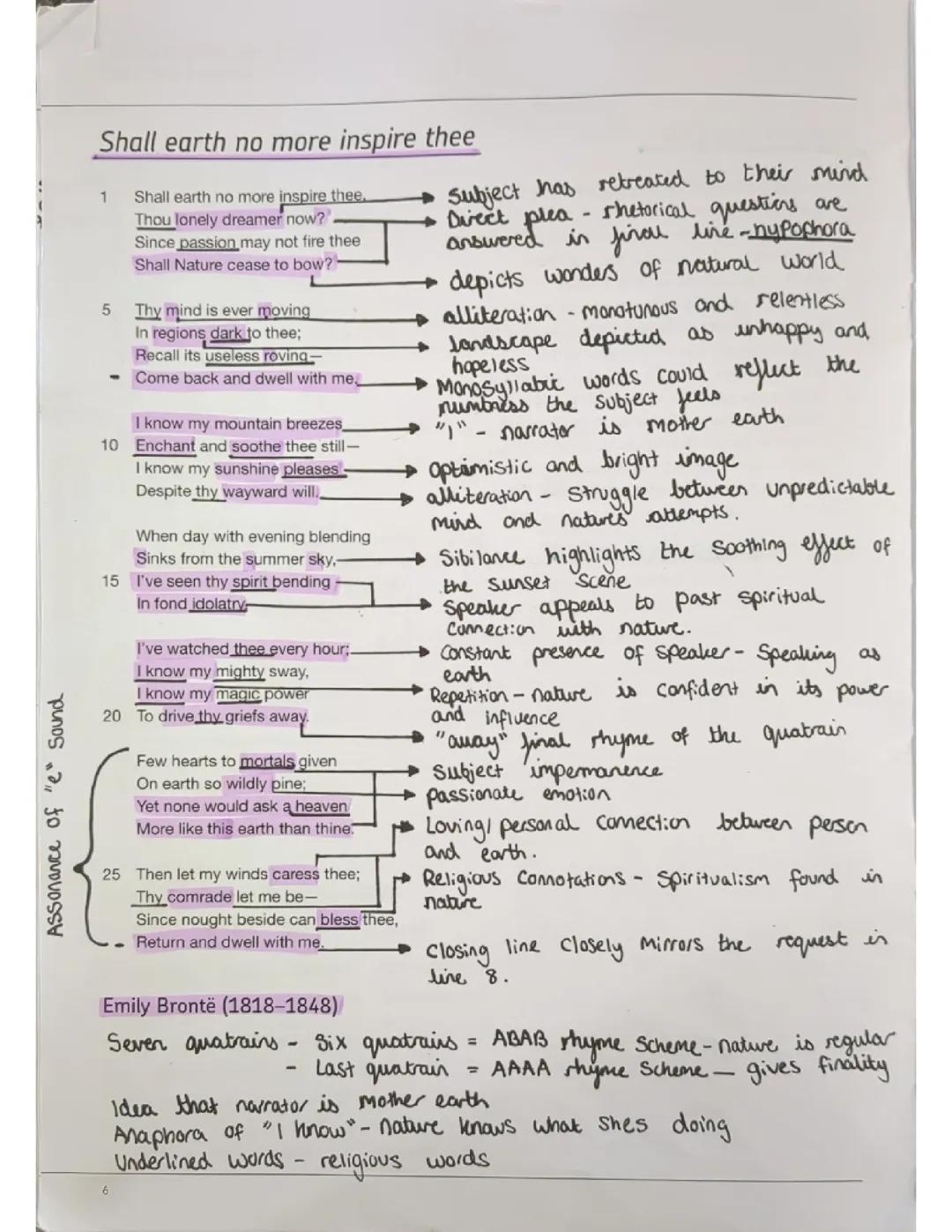 AQA World's and Lives "Shall earth no more inspire thee" poem.