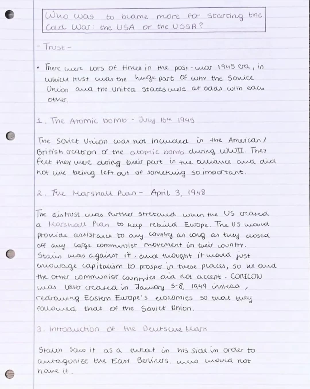 Who Was to Blame for Starting the Cold War? GCSE Study Guide and PDF