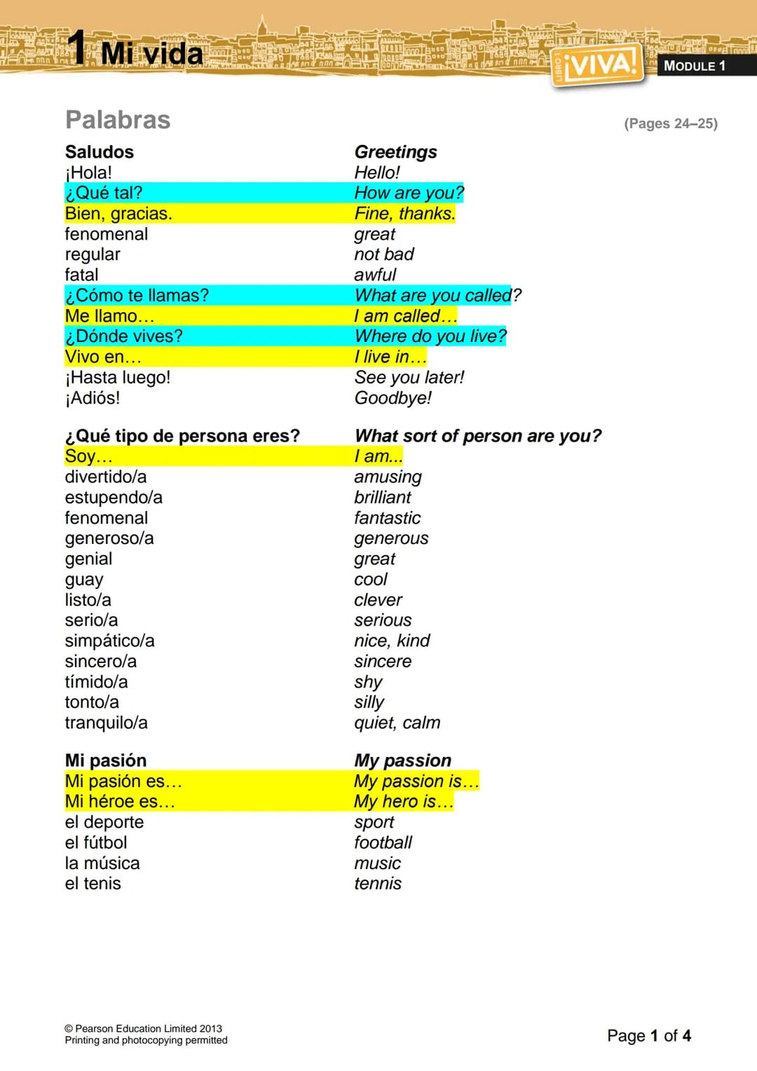 SPANISH VOCAB 1