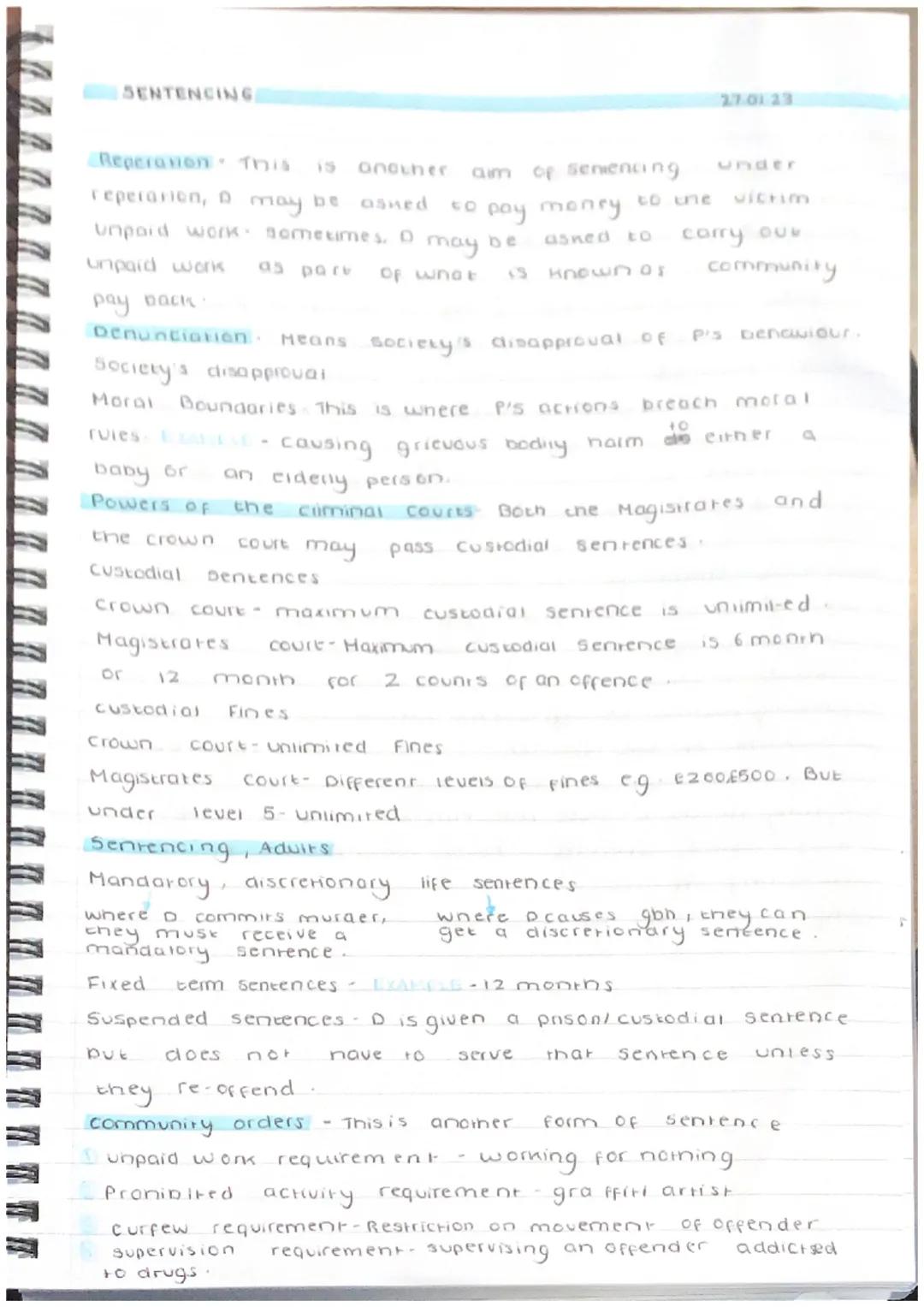 SENTENCING

Aims of sentencing
Sechon 142
Punishment
Reduction of crime
Repoim Irenabilitation
Protection of the pudic
270123
Cominal
Justic