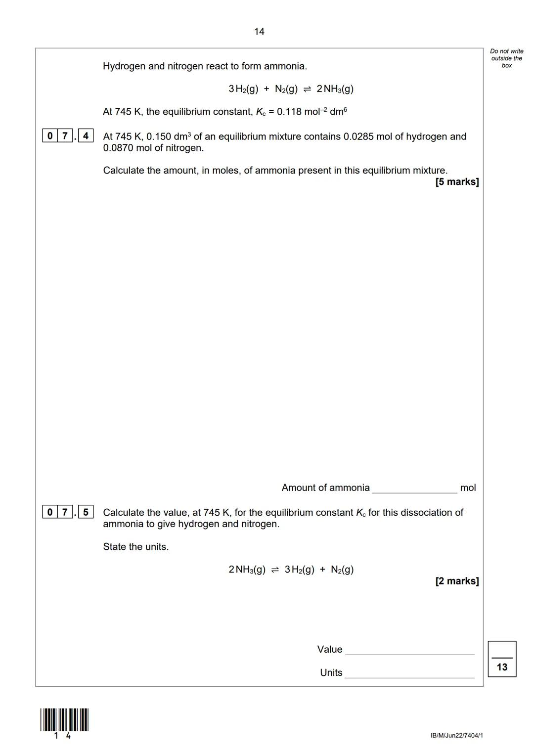 AQA
Please write clearly in block capitals.
Centre number
Surname
Forename(s)
Candidate signature
AS
I declare this is my own work.
CHEMISTR