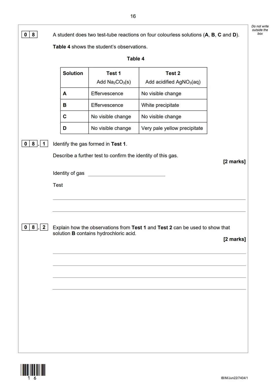 AQA
Please write clearly in block capitals.
Centre number
Surname
Forename(s)
Candidate signature
AS
I declare this is my own work.
CHEMISTR