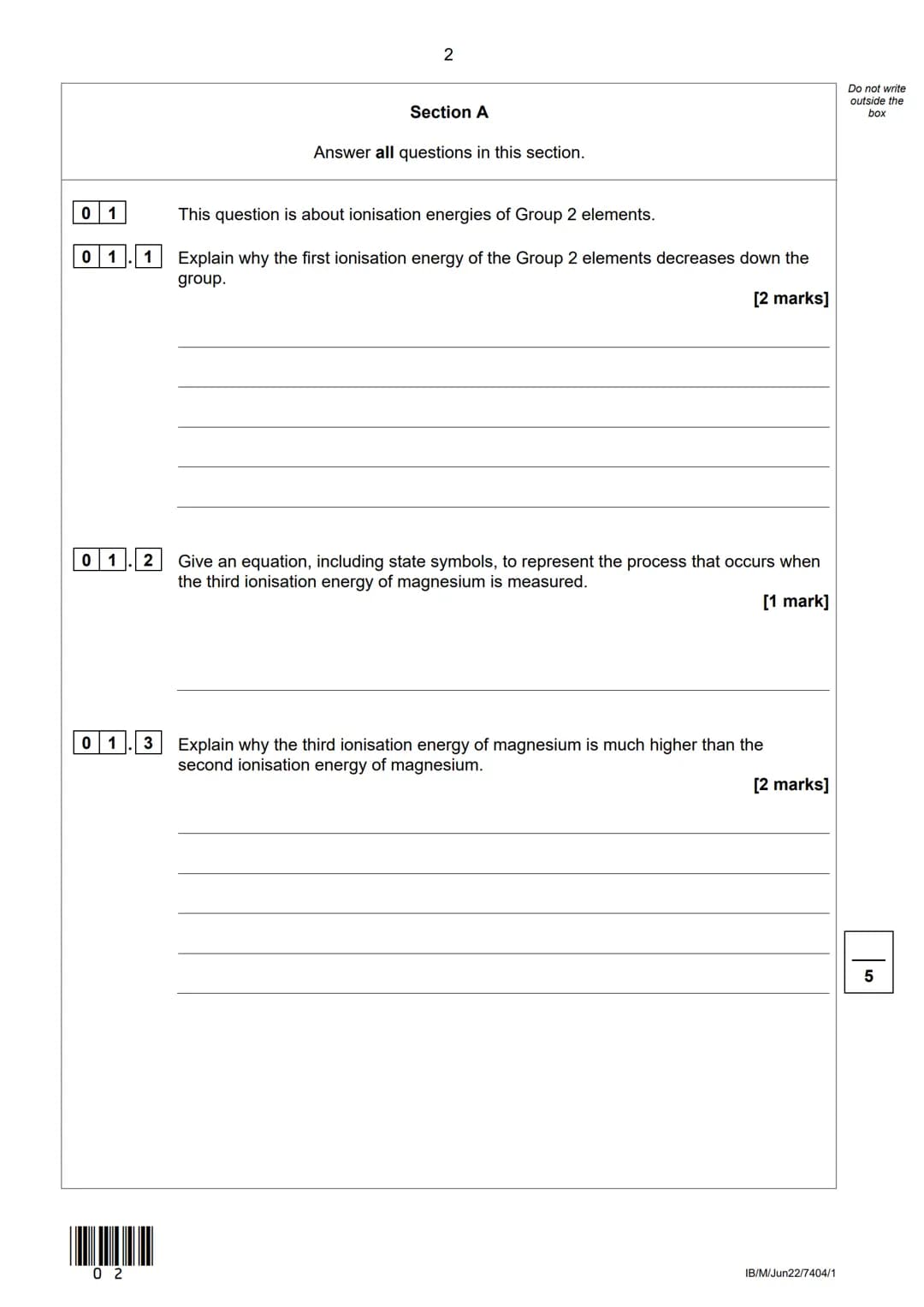 AQA
Please write clearly in block capitals.
Centre number
Surname
Forename(s)
Candidate signature
AS
I declare this is my own work.
CHEMISTR