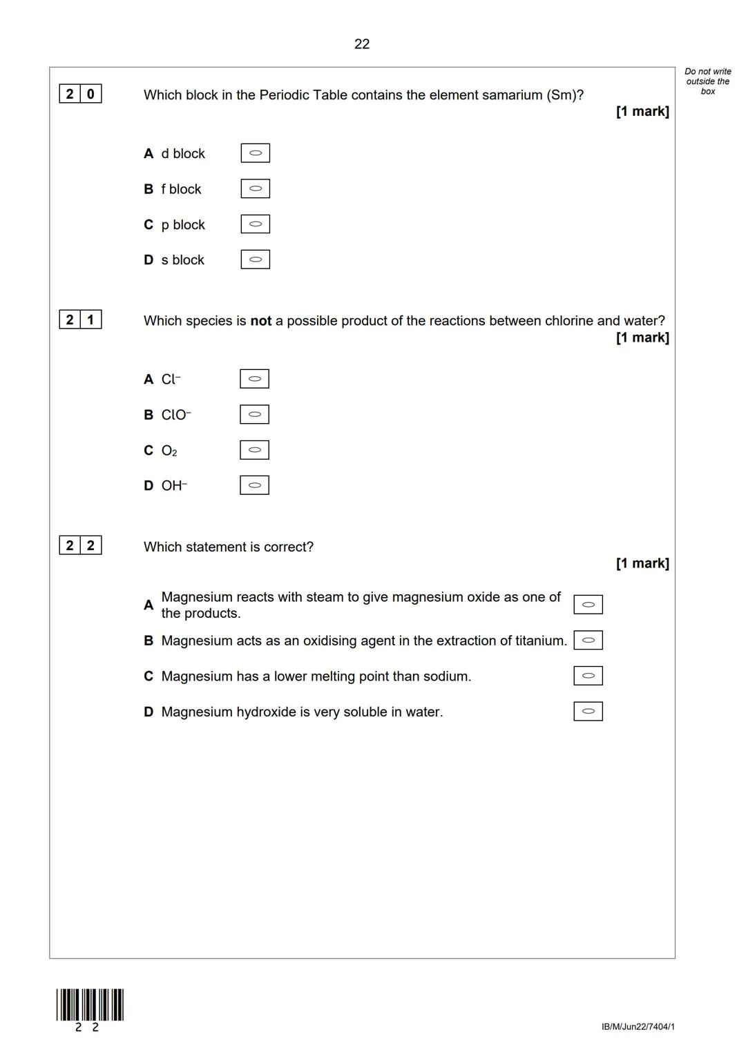 AQA
Please write clearly in block capitals.
Centre number
Surname
Forename(s)
Candidate signature
AS
I declare this is my own work.
CHEMISTR