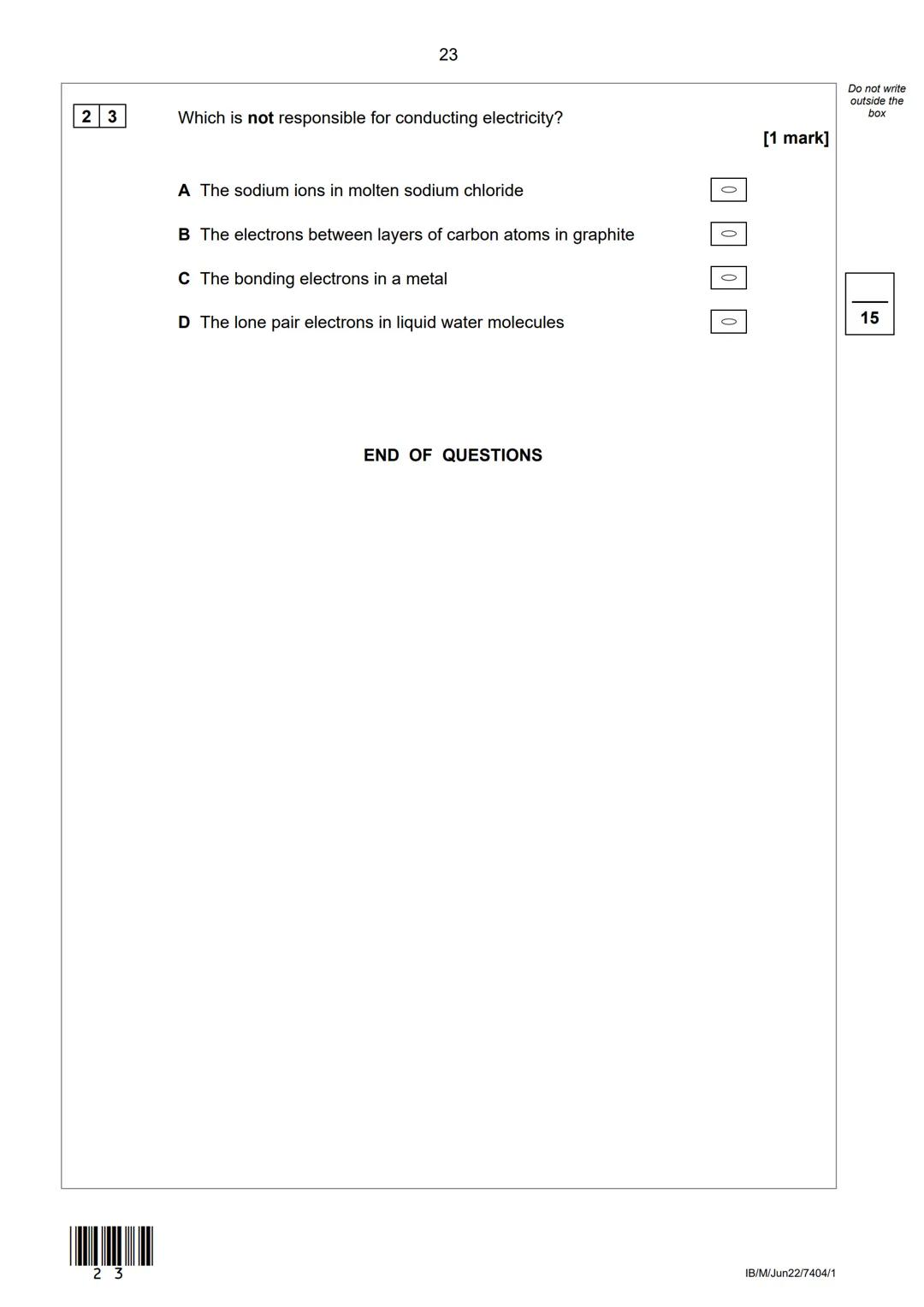 AQA
Please write clearly in block capitals.
Centre number
Surname
Forename(s)
Candidate signature
AS
I declare this is my own work.
CHEMISTR