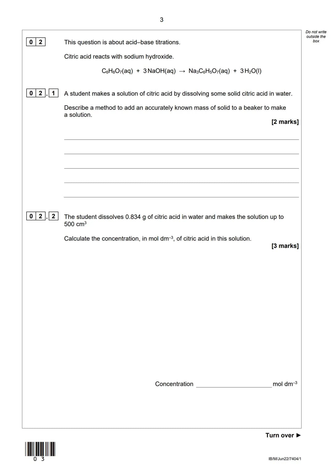 AQA
Please write clearly in block capitals.
Centre number
Surname
Forename(s)
Candidate signature
AS
I declare this is my own work.
CHEMISTR