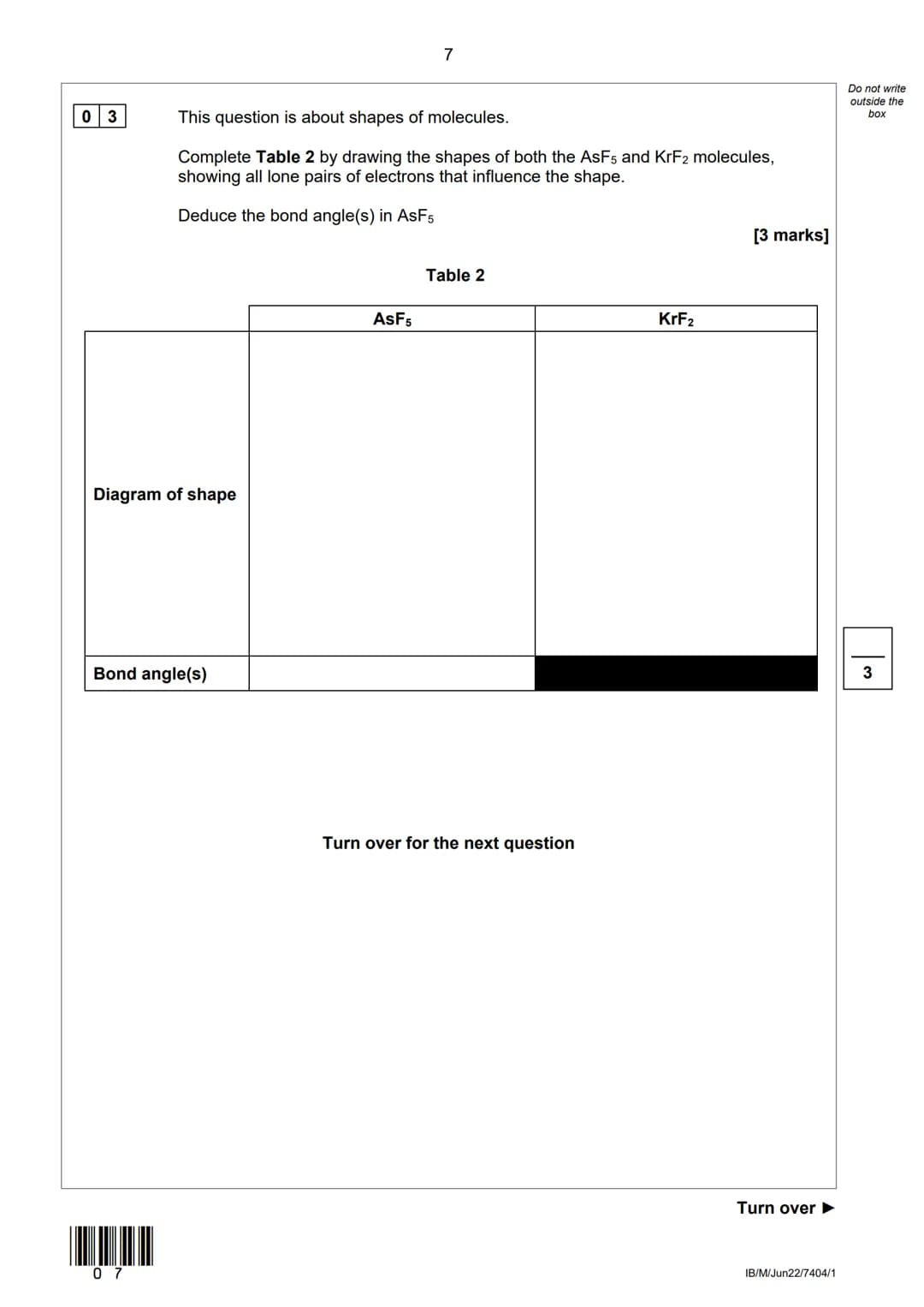 AQA
Please write clearly in block capitals.
Centre number
Surname
Forename(s)
Candidate signature
AS
I declare this is my own work.
CHEMISTR