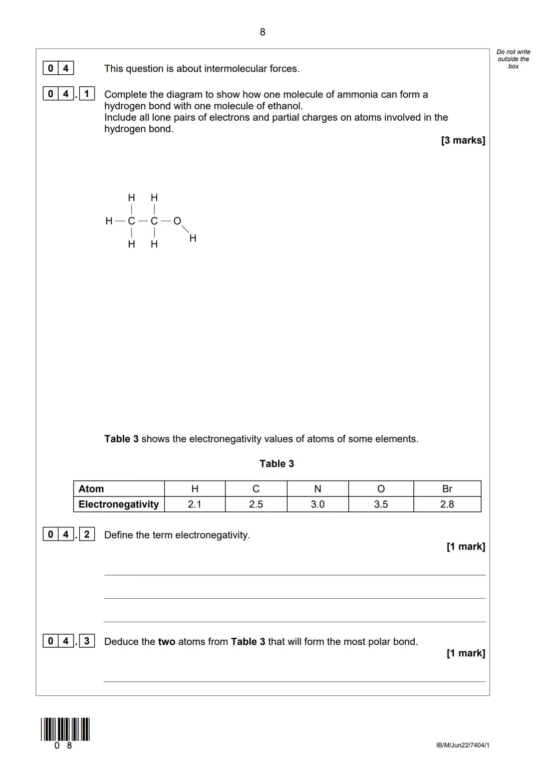 AQA
Please write clearly in block capitals.
Centre number
Surname
Forename(s)
Candidate signature
AS
I declare this is my own work.
CHEMISTR