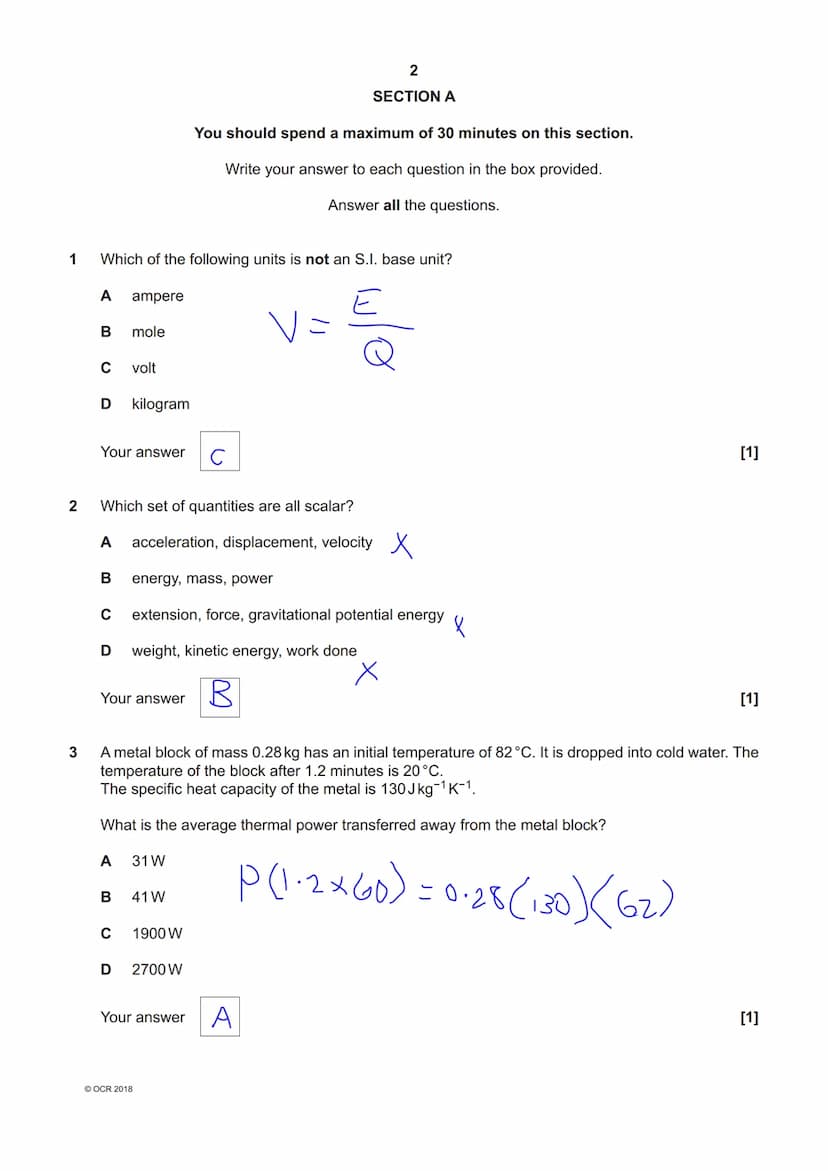 6904971953
OCR
Oxford Cambridge and RSA
A Level Physics A
H556/01 Modelling physics
Monday 4 June 2018 - Afternoon
Time allowed: 2 hours 15 