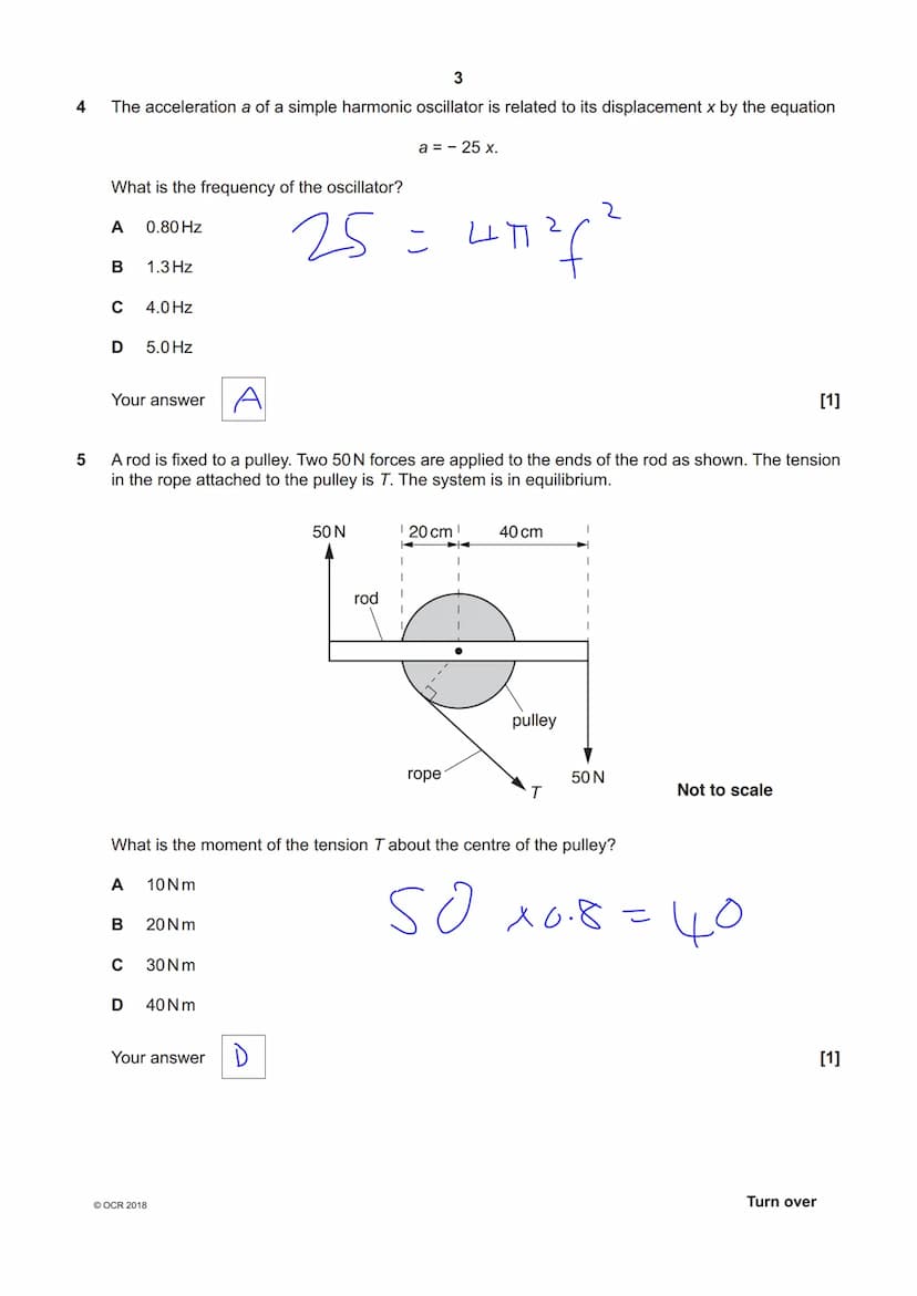 6904971953
OCR
Oxford Cambridge and RSA
A Level Physics A
H556/01 Modelling physics
Monday 4 June 2018 - Afternoon
Time allowed: 2 hours 15 